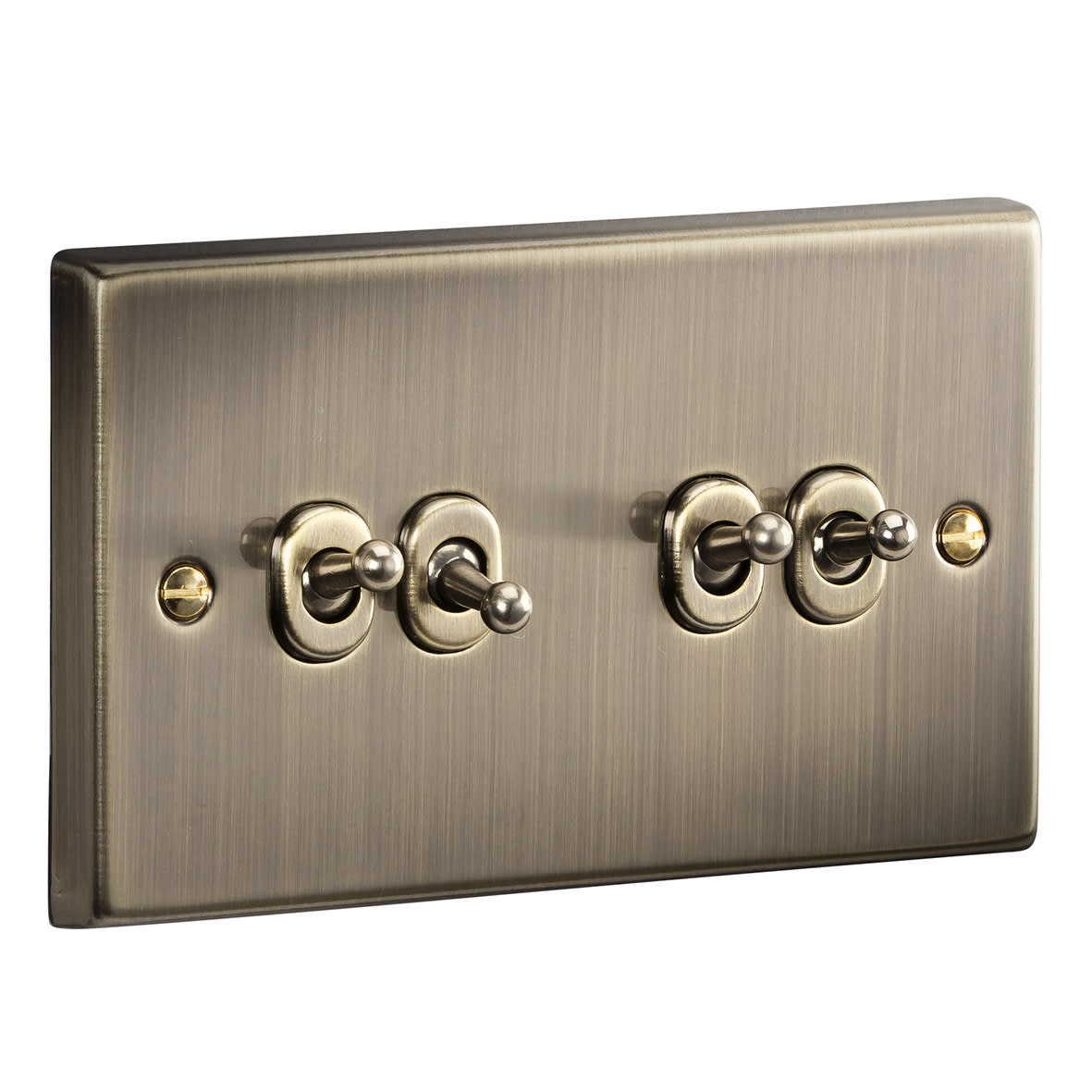 10AX 4 Gang 2 Way Toggle Light Switch - Antique Brass - view 4