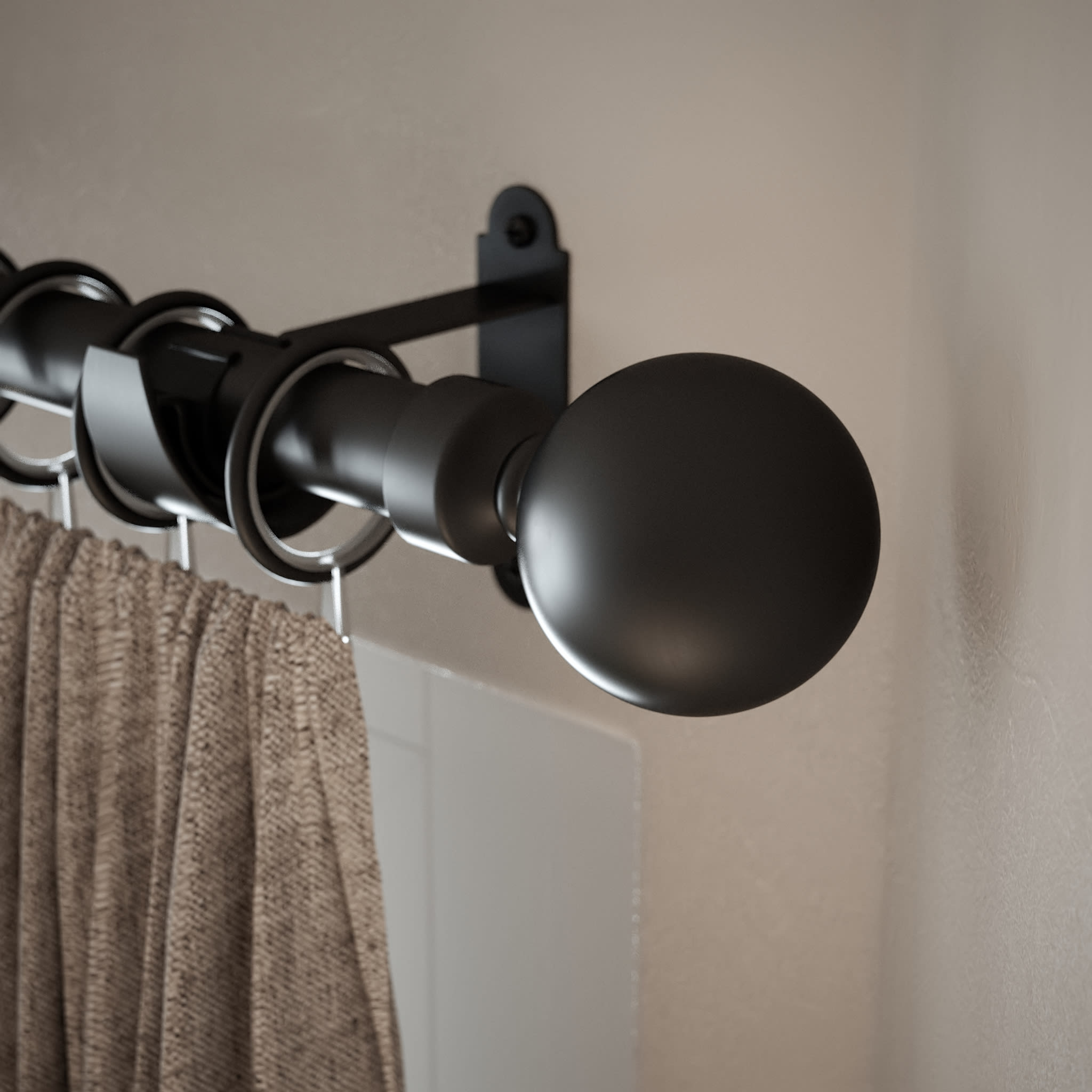 25mm Solid Ball Curtain Pole Finial - Matt Black - Pack of 2 - view 3