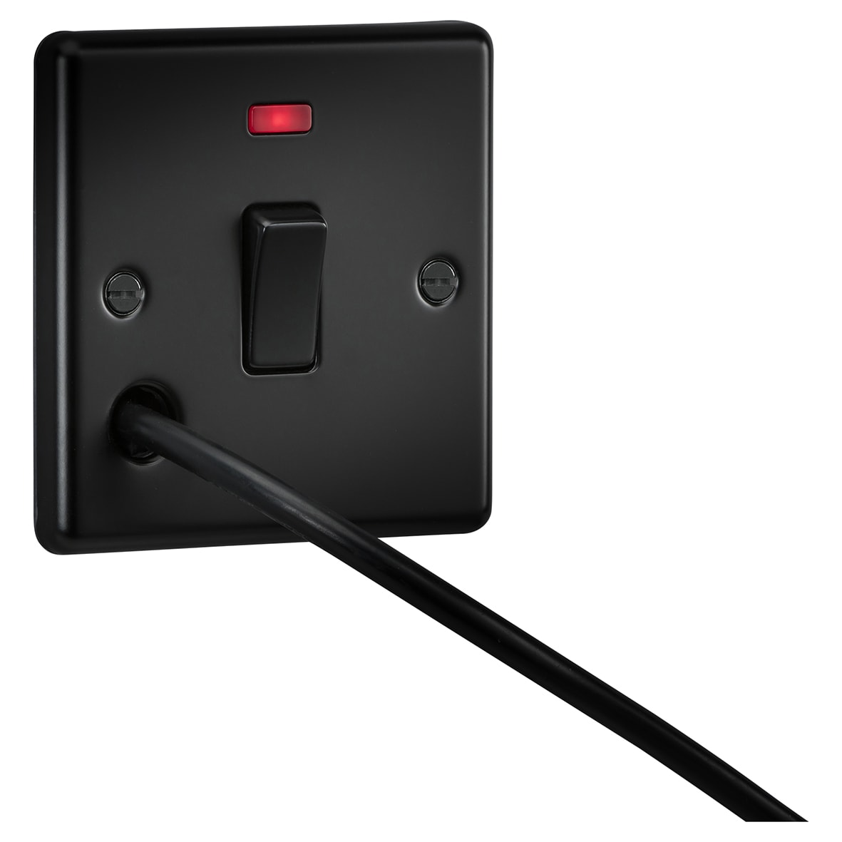 20A 1 Gang DP Round Edge Appliance Switch with Neon & Flex Outlet - Matt Black - view 2