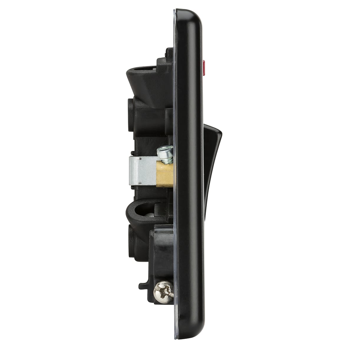 20A 1 Gang DP Round Edge Appliance Switch with Neon & Flex Outlet - Matt Black - view 3
