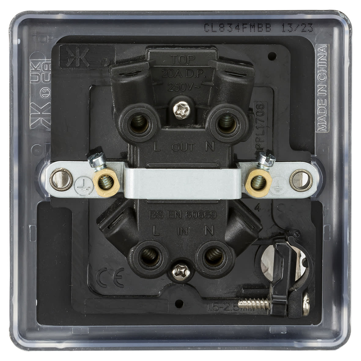 20A 1 Gang DP Round Edge Appliance Switch with Neon & Flex Outlet - Matt Black - view 4