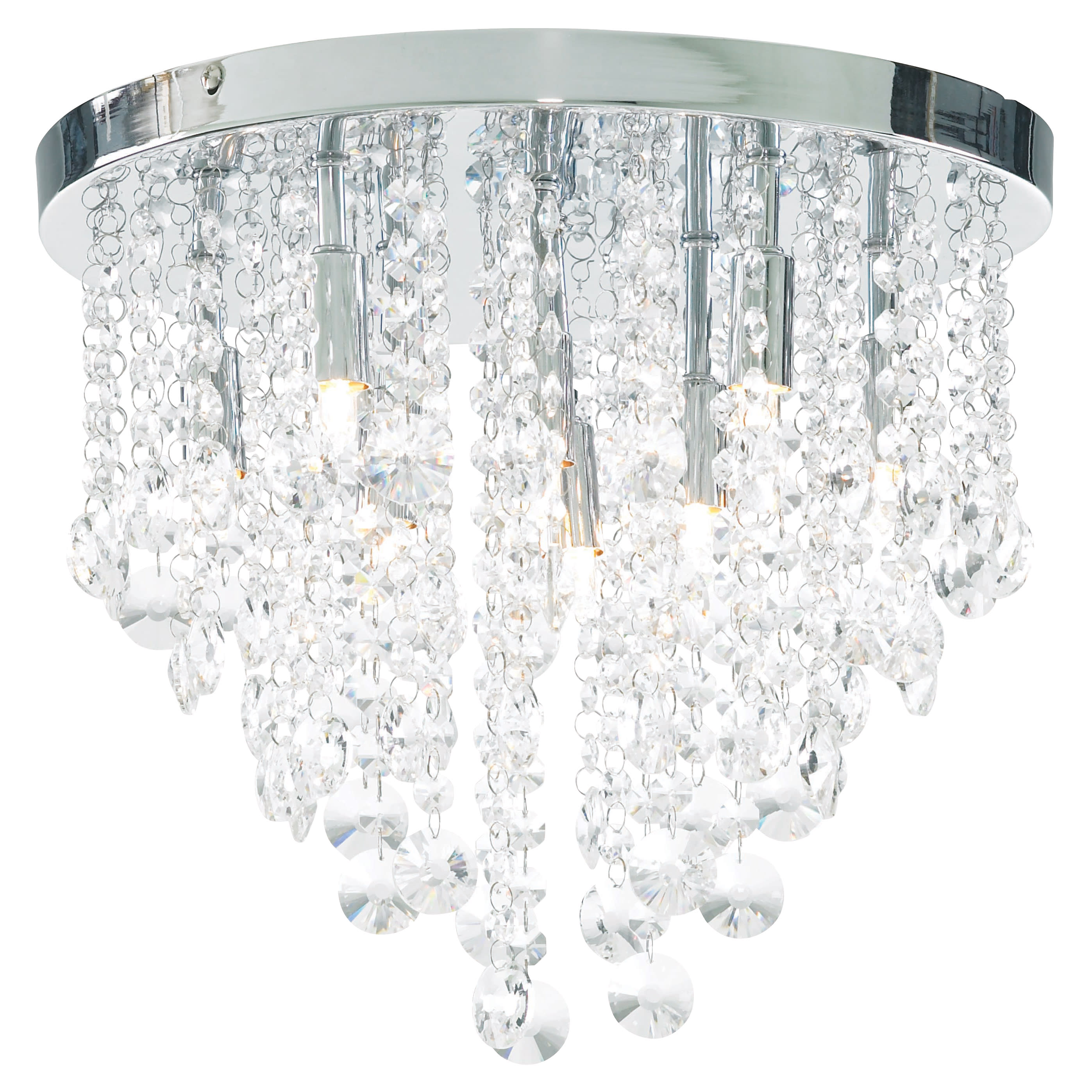 Forum Spa Celeste 9 Light Flush Ceiling Light - Polished Chrome Fittings & Crystal Droplets - view 2