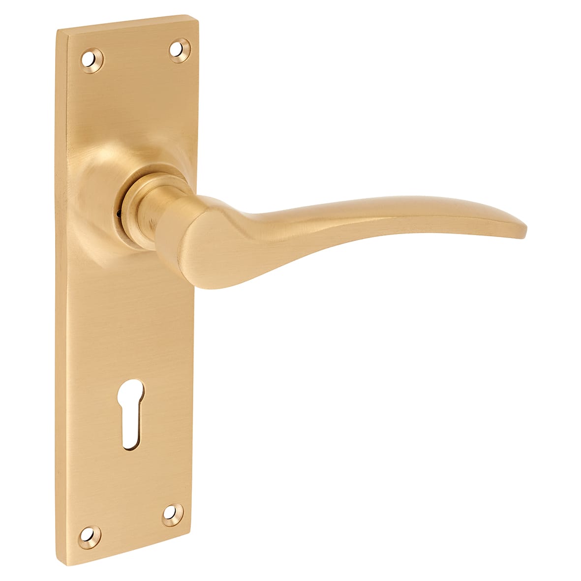 Satin Brass Keyhole Lock Door Handles - Buckingham Range - 152 x 41mm - view 2