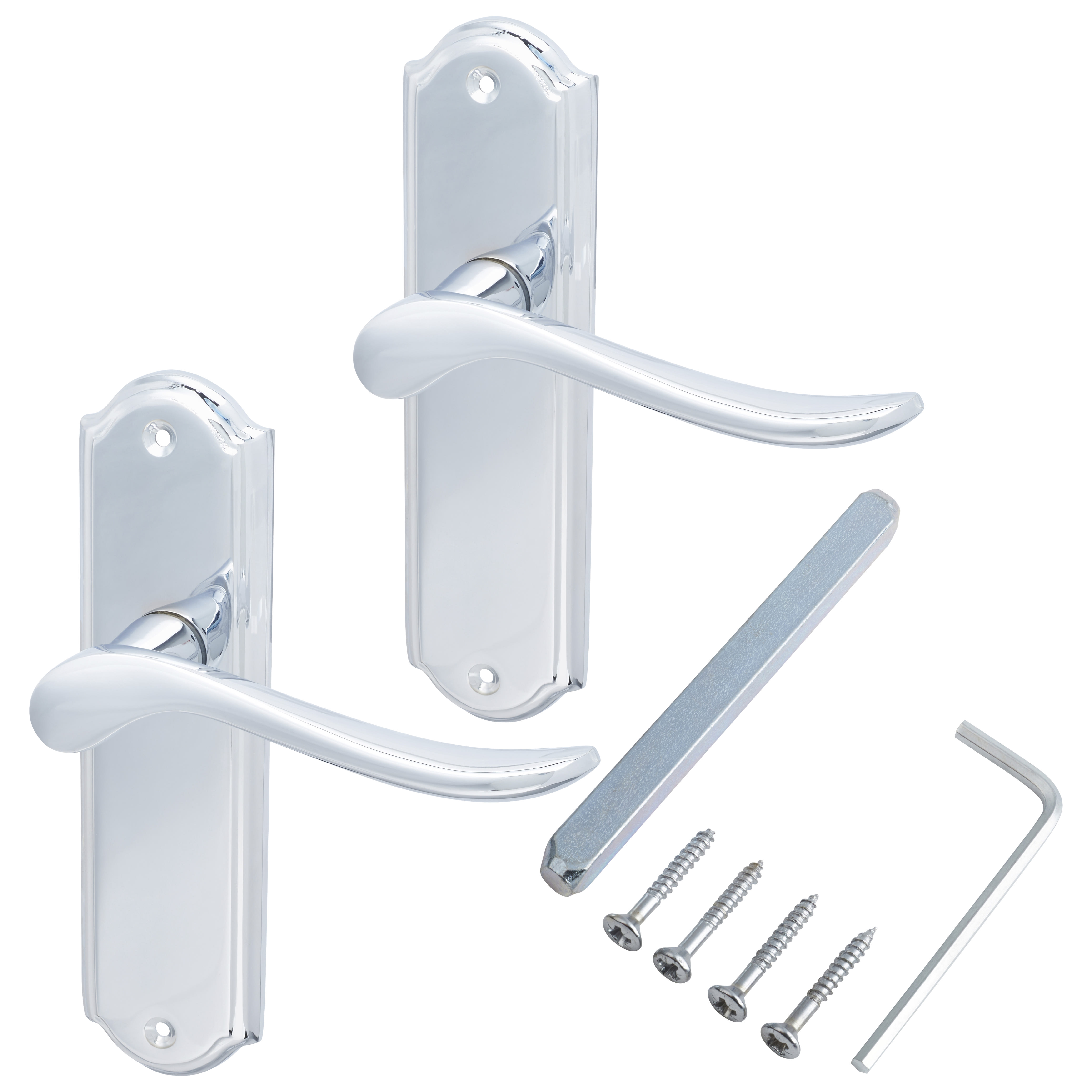 Polished Chrome Scroll Latch Door Handles - Turin Range - 170 x 46mm - view 3