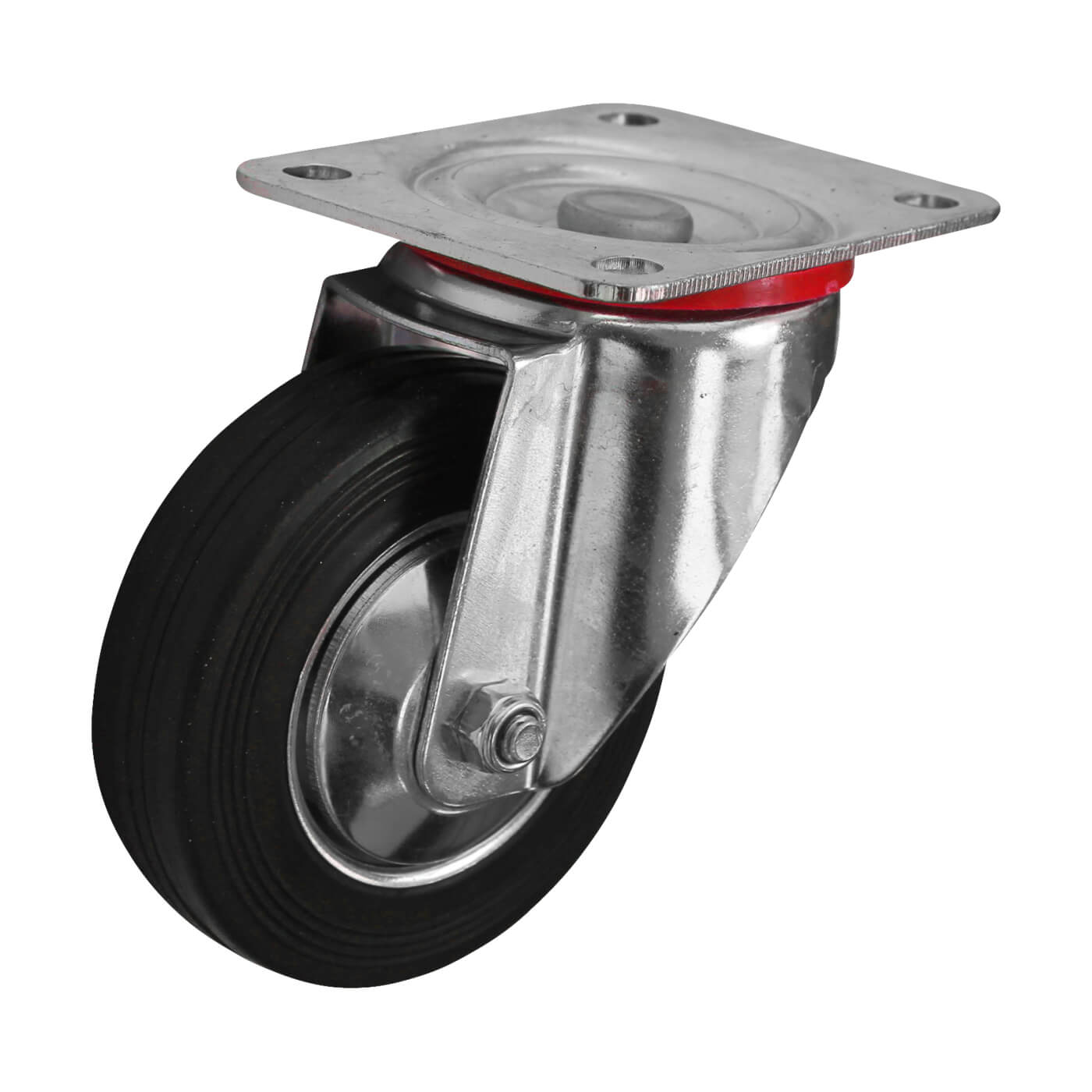 Rubber Castor 2 x Swivel, 2 x Swivel Braked - 200kg Max - 100mm Diameter - Black - Pack of 4 - view 3