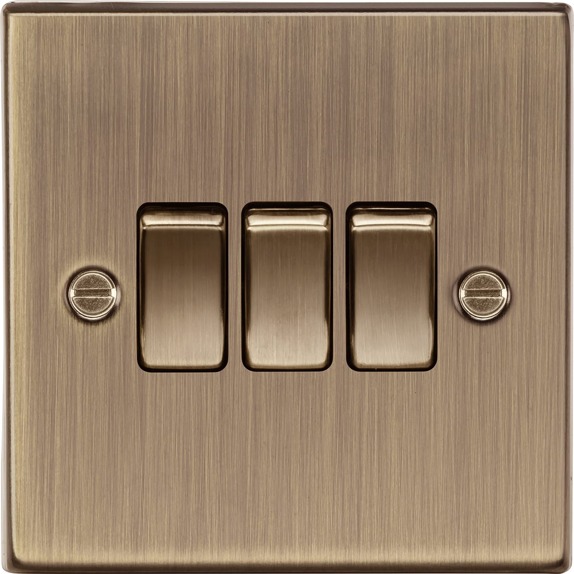 10AX 3 Gang 2 Way Light Switch - Antique Brass - view 3