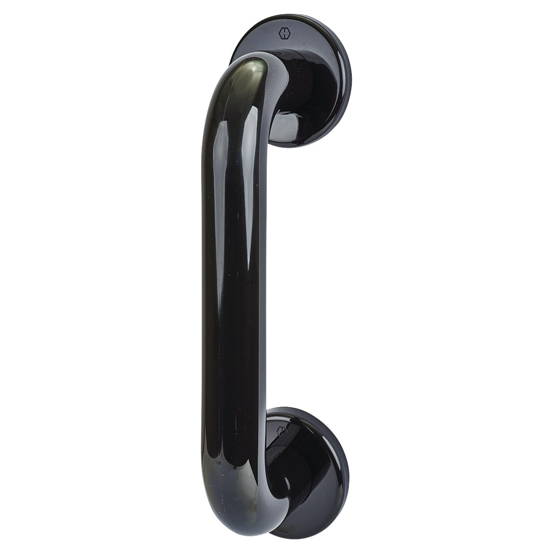 Ebony Black Nylon D-Bar Door Pull Handle on Rose - Screw Fix - 220mm c/c - view 2