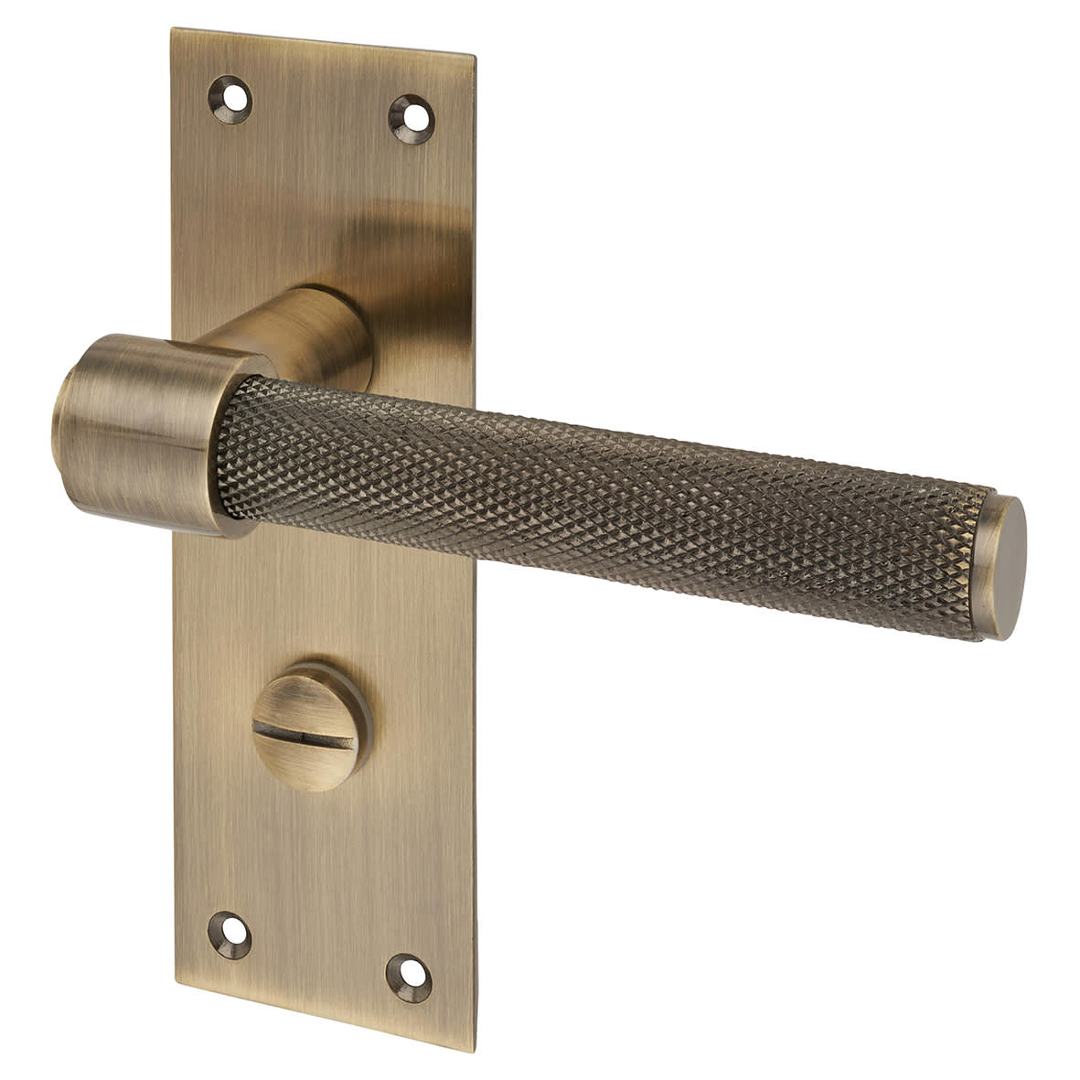 Antique Brass Knurled Bathroom Door Handles - Loxley Range - 150 x 50mm - view 3