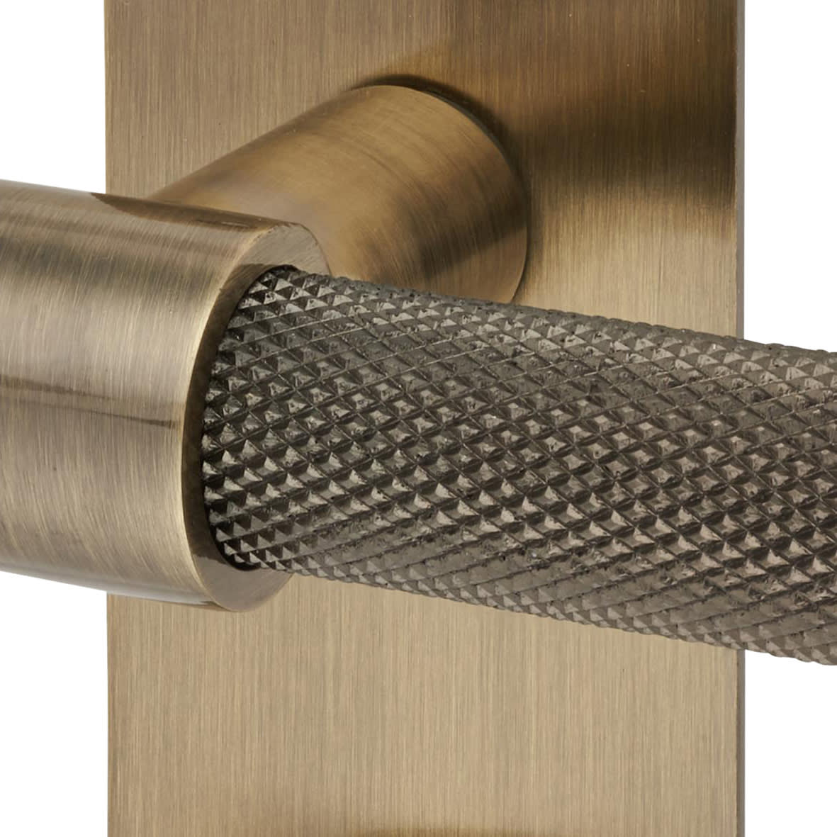 Antique Brass Knurled Bathroom Door Handles - Loxley Range - 150 x 50mm - view 6