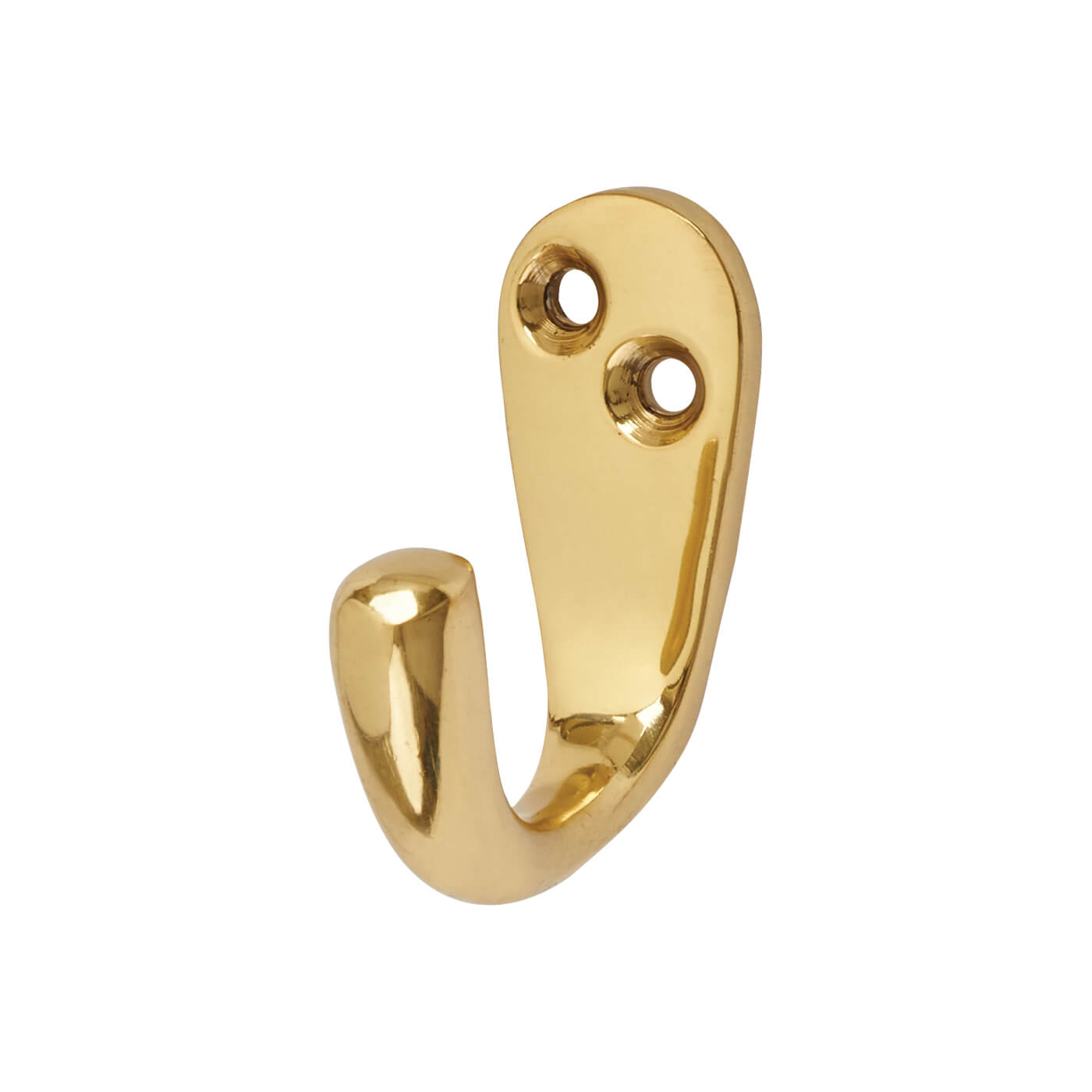 Solid Brass Single Coat Hook - 43 x 17mm - Polished Brass - view 2