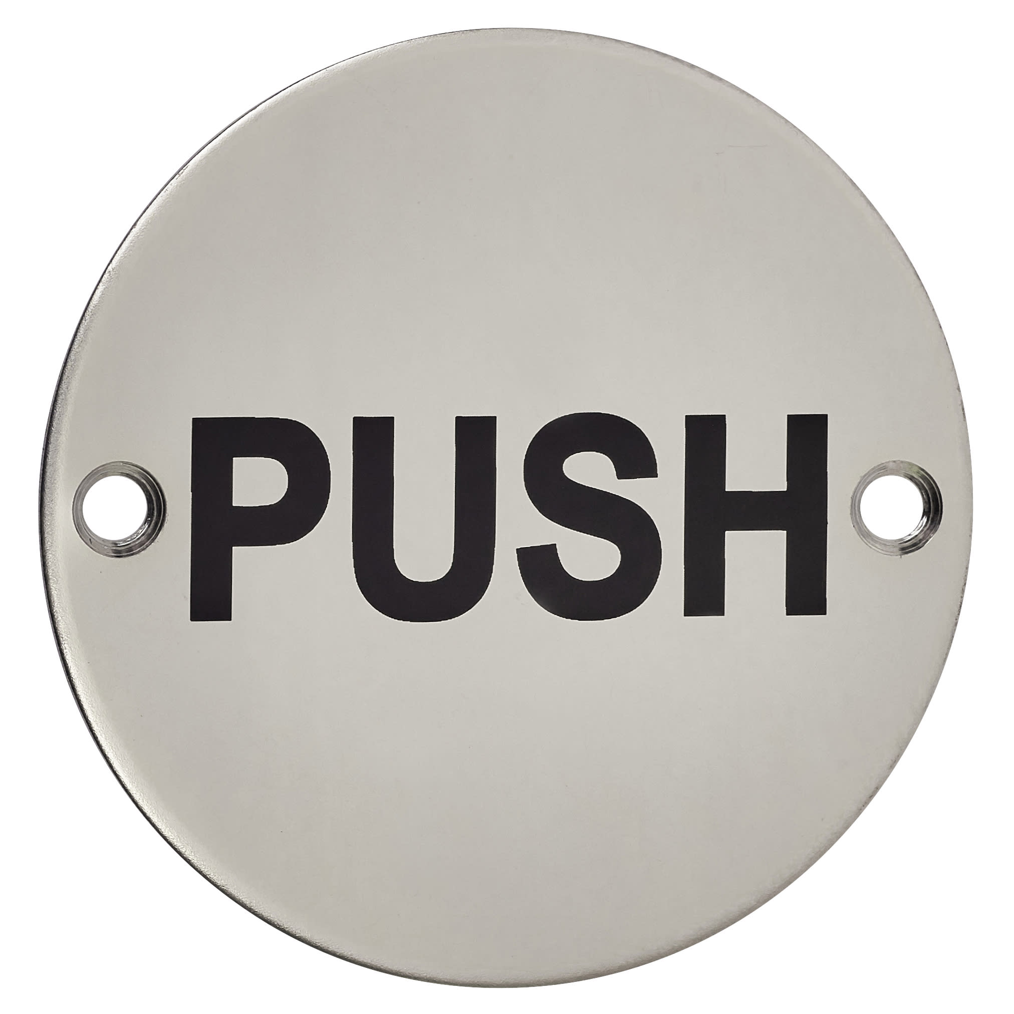 Push Door Sign - 75mm Diameter - Polished Stainless Steel - view 2