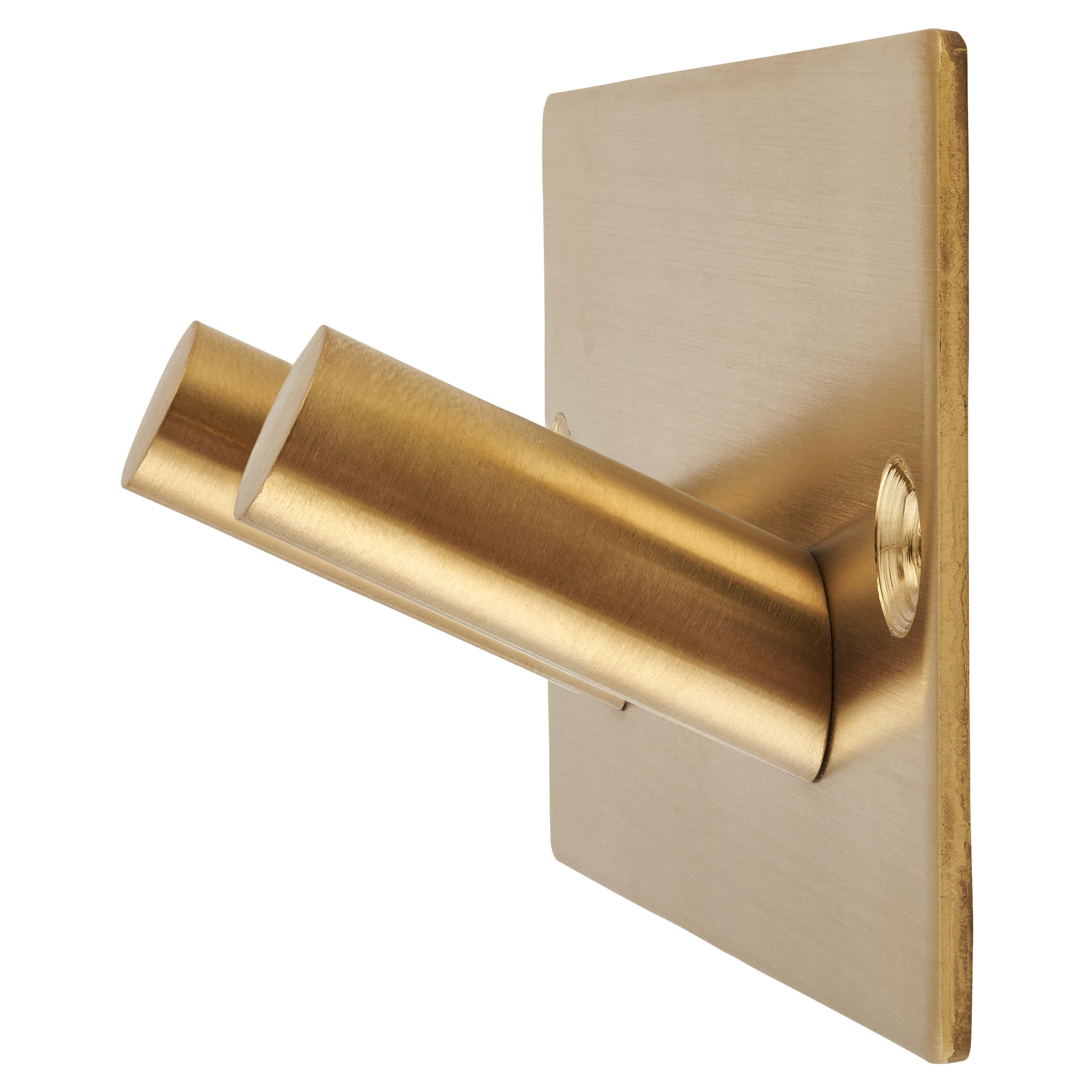Square Horizontal Hook Plate - 90 x 45mm - 2 Hooks - PVD Satin Brass - view 2