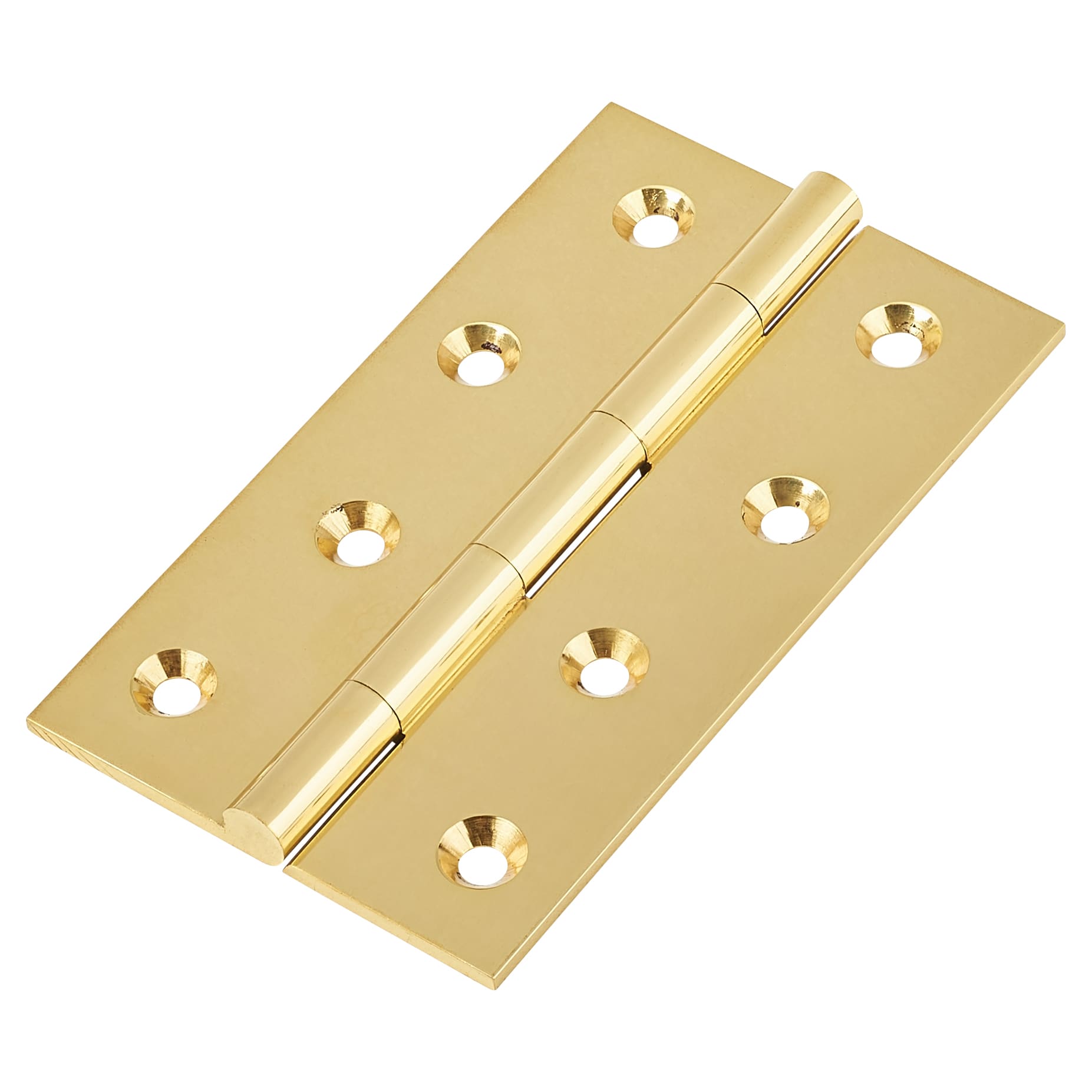 Solid Drawn Butt Door Hinge - 100 x 60 x 2.4mm - Polished Brass - Pair - view 2