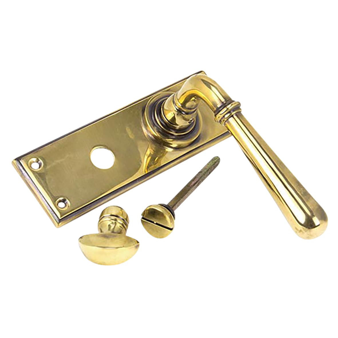 Aged Brass Bathroom Door Handles - Newbury Range - 152 x 50mm - view 2