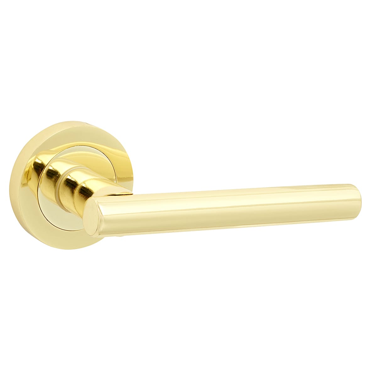 Polished Brass Door Handles on Round Rose - Ella Range - view 2