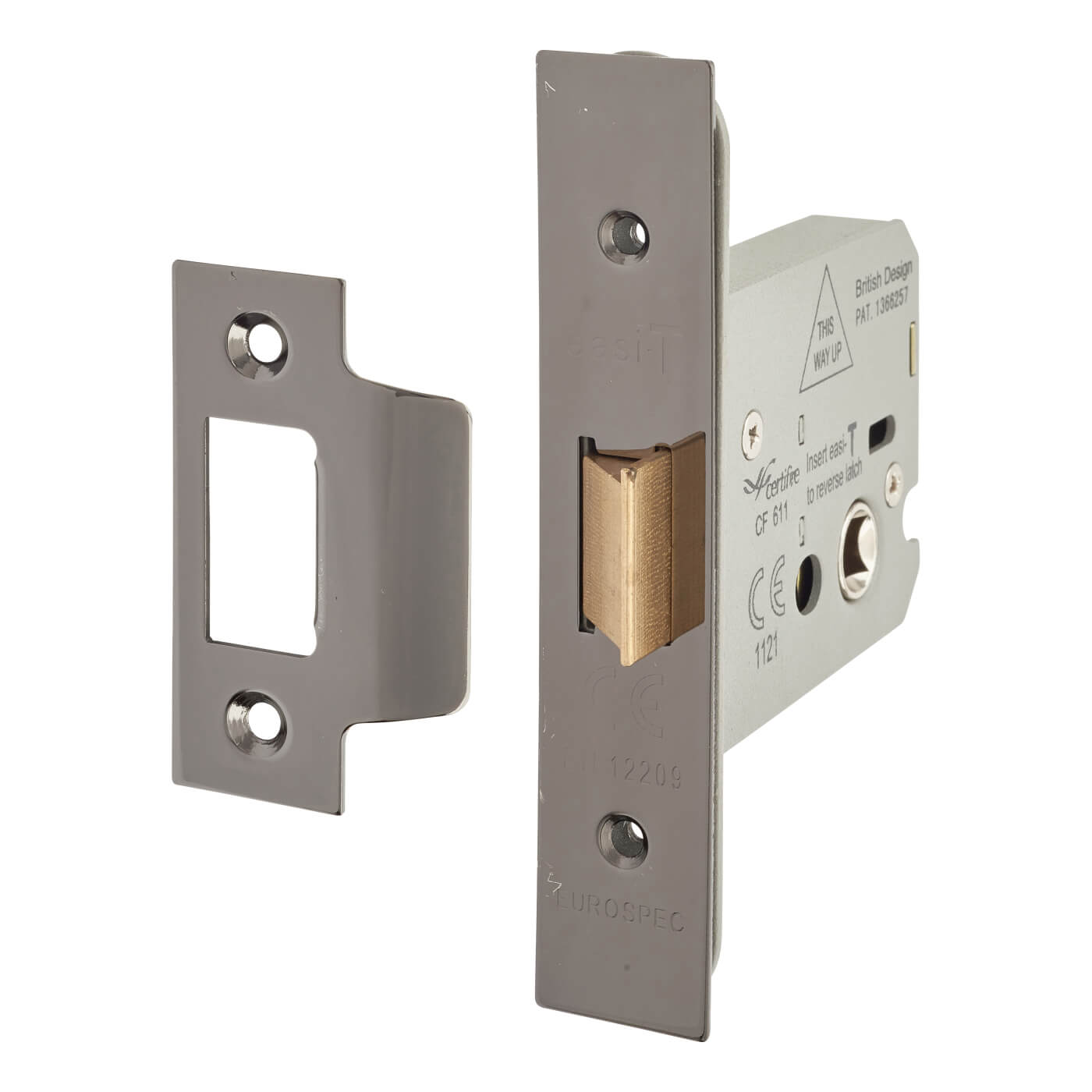 Heavy Duty Bolt Through Flat Latch - 79mm Case - 57mm Backset - Black Nickel - view 2
