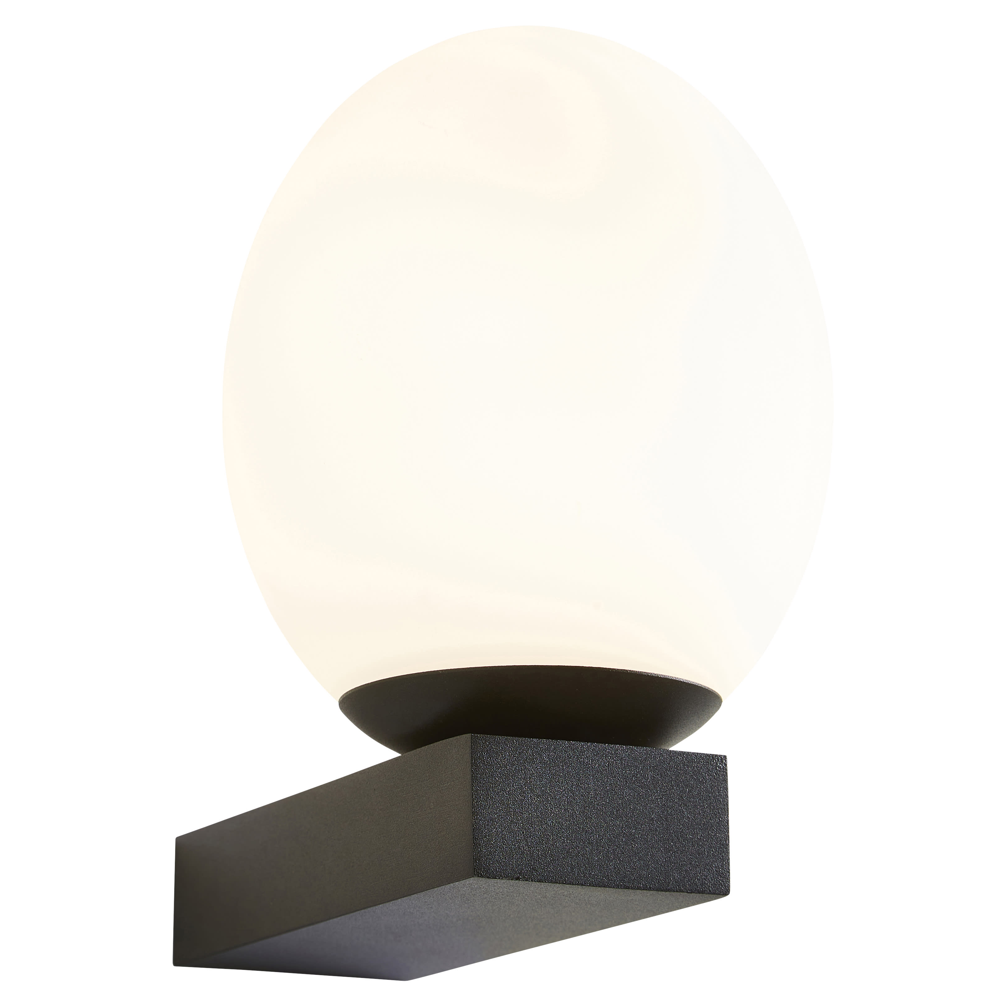 Forum Spa Aglos 3W LED Bathroom Wall Light - IP44 - 4000K - Textured Black & Opal Glass Shade - view 3
