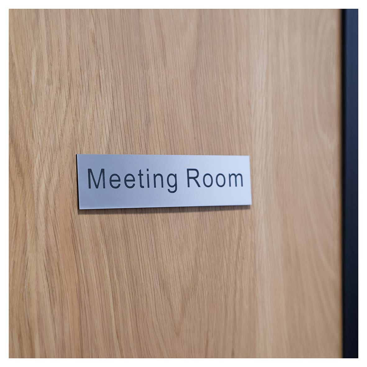 Meeting Room Door Sign - 200 x 50mm - Brushed Silver Plastic - view 2