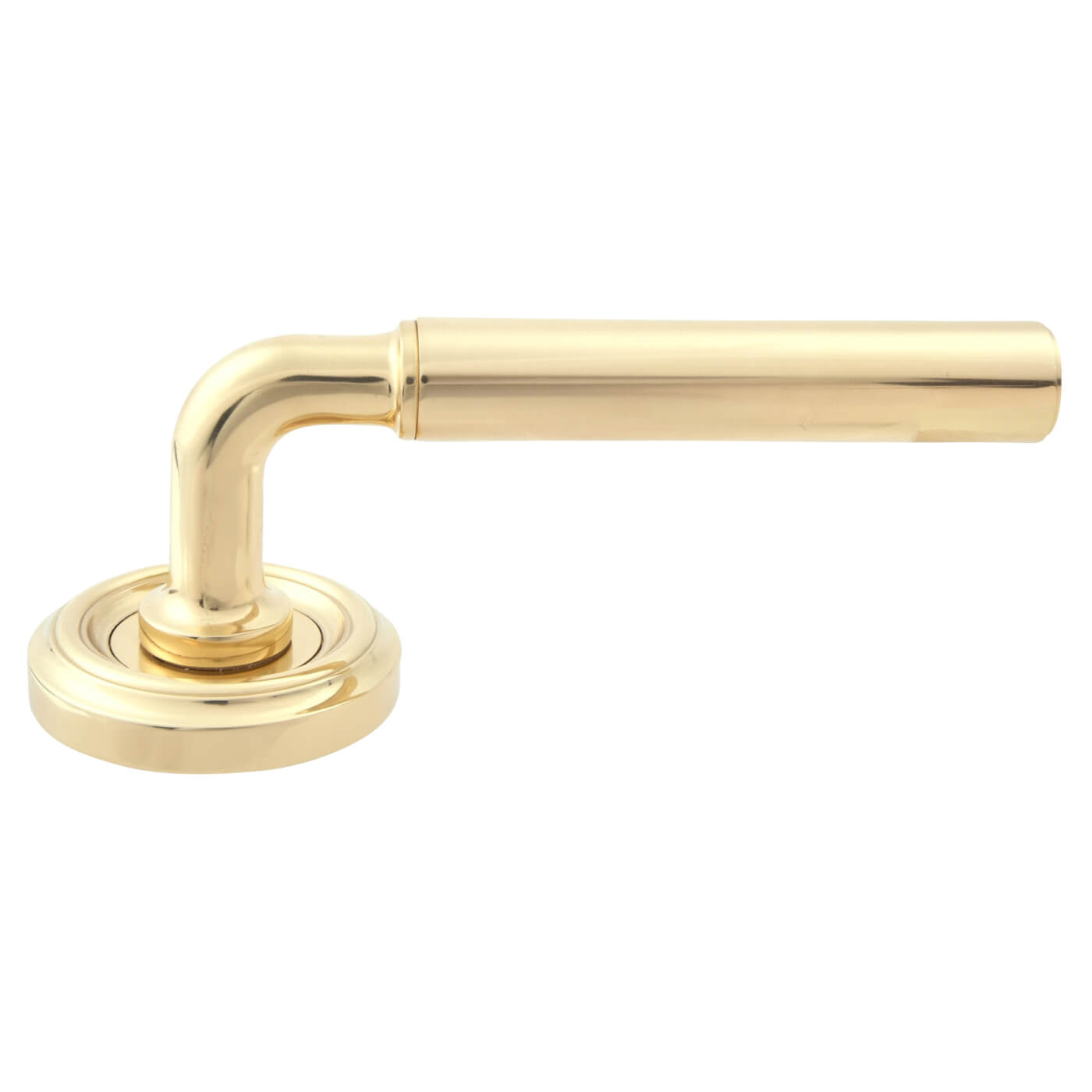 Polished Brass Door Handles on Round Rose - Parisian Elise Range - view 3