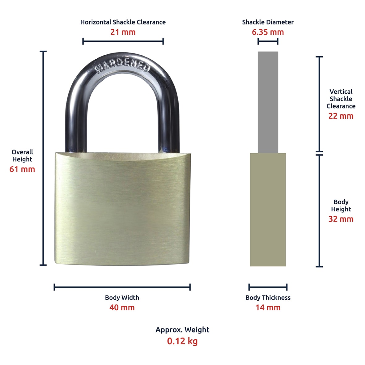 Watchman by Squire Solid Brass Padlock - 40mm Body - 24 x 23mm Shackle - Keyed to Differ - view 4
