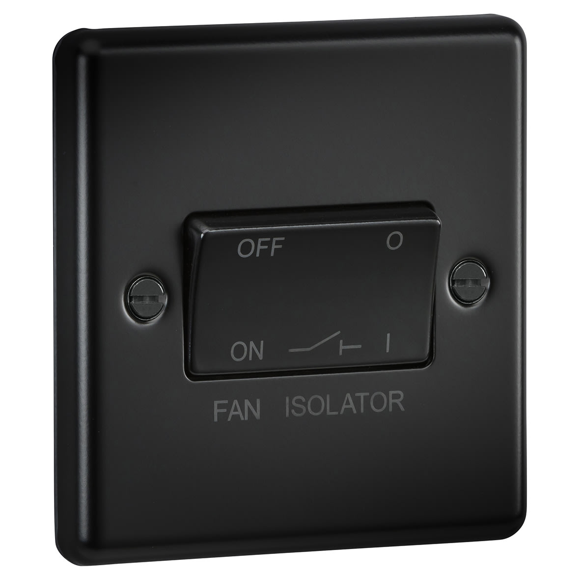 10A 1 Gang Round Edge Triple Pole Fan Isolator Switch - Matt Black - view 2