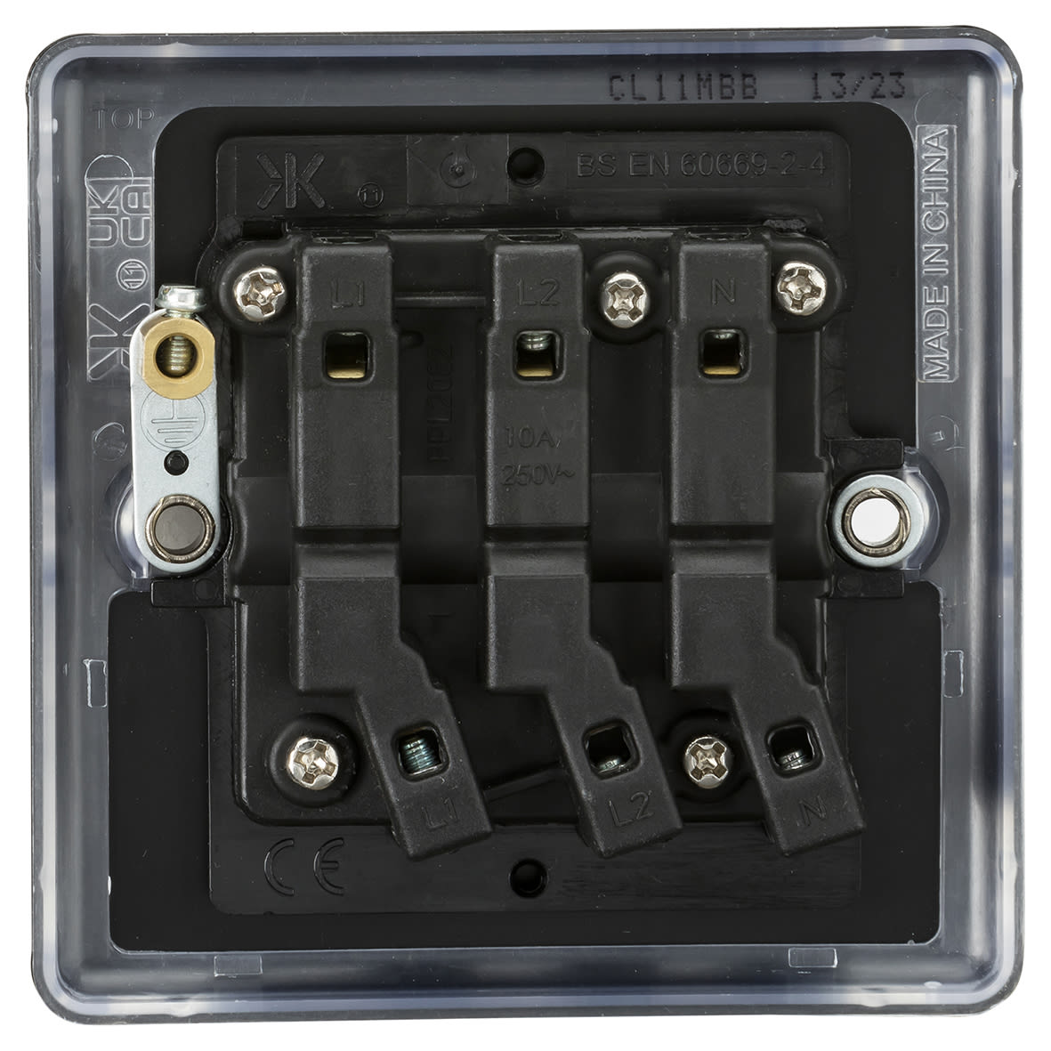 10A 1 Gang Round Edge Triple Pole Fan Isolator Switch - Matt Black - view 4