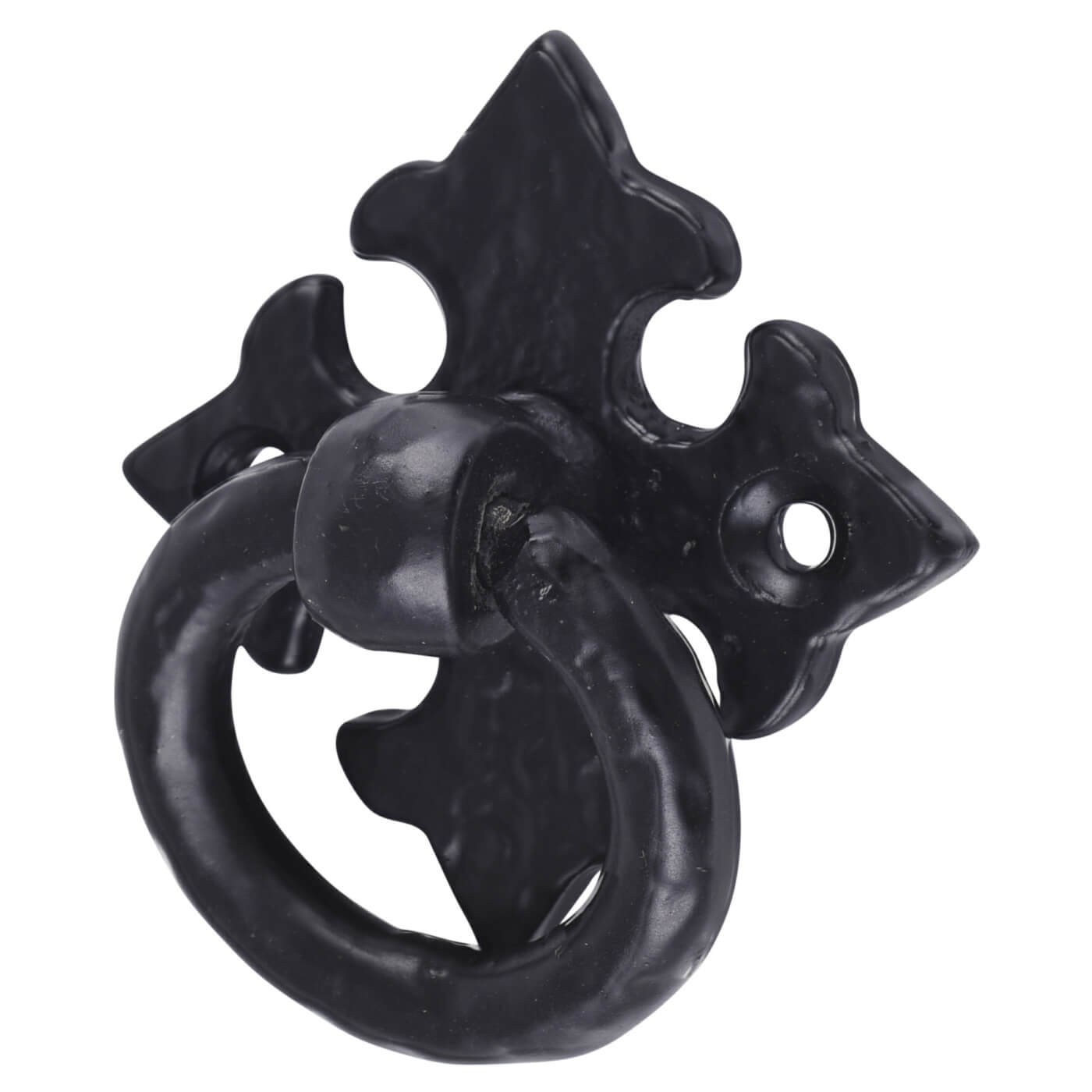 Ring Cabinet Drop Handle - 42mm Diameter on 57 x 57mm Plate - Antique Black Iron - view 2