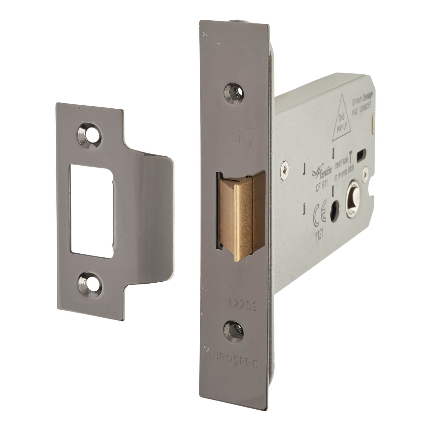 Heavy Duty Bolt Through Flat Latch - 104mm Case - 82mm Backset - Black Nickel - view 2