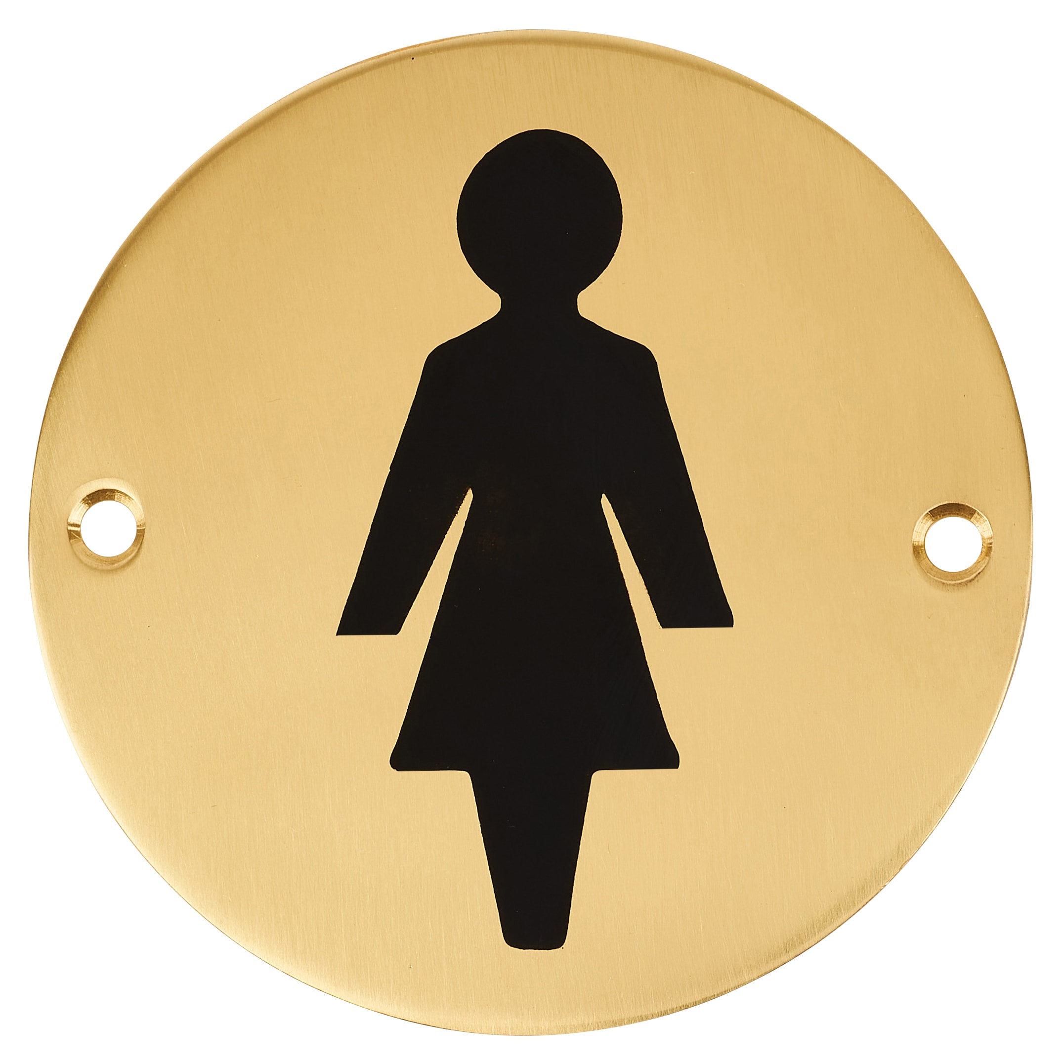 Ladies Toilet Door Sign - 75mm Diameter - Polished Brass - view 2