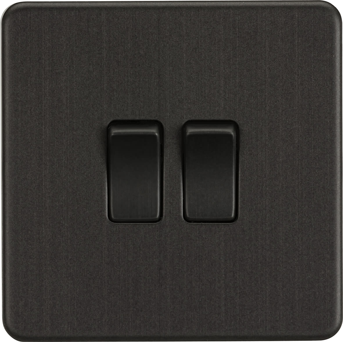10AX 2 Gang Screwless Flat Plate Light Switch - Smoked Bronze - view 4