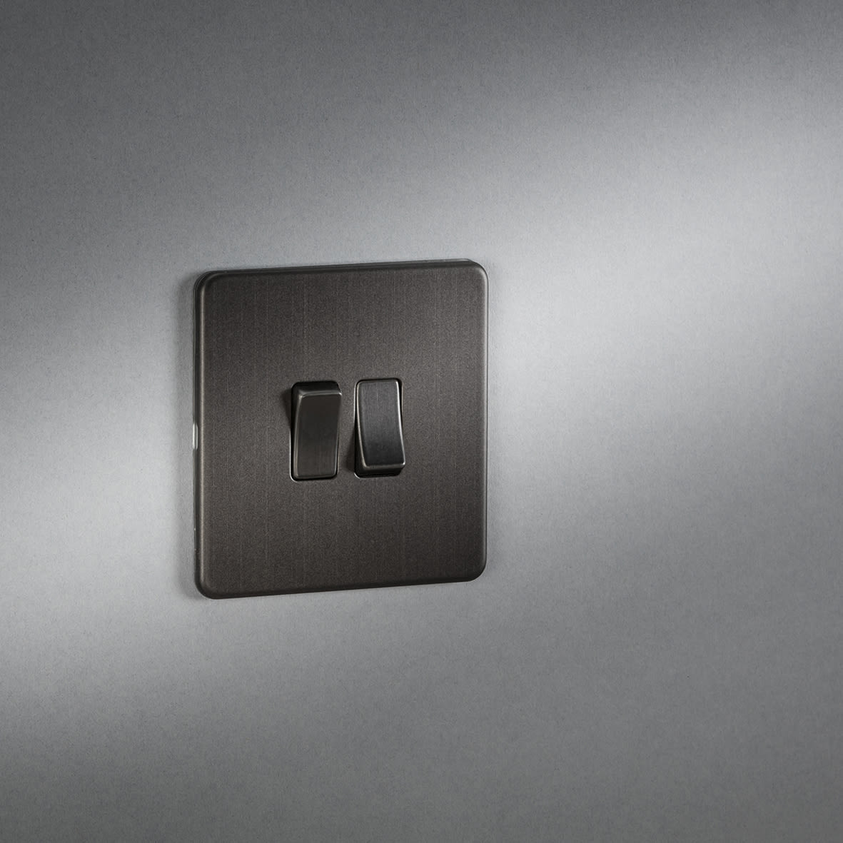 10AX 2 Gang Screwless Flat Plate Light Switch - Smoked Bronze - view 5