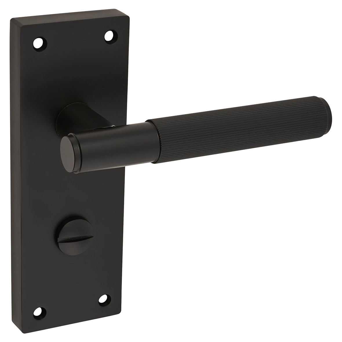 Matt Black Lines Bathroom Door Handles - Nova Range - 155 x 55mm - view 4