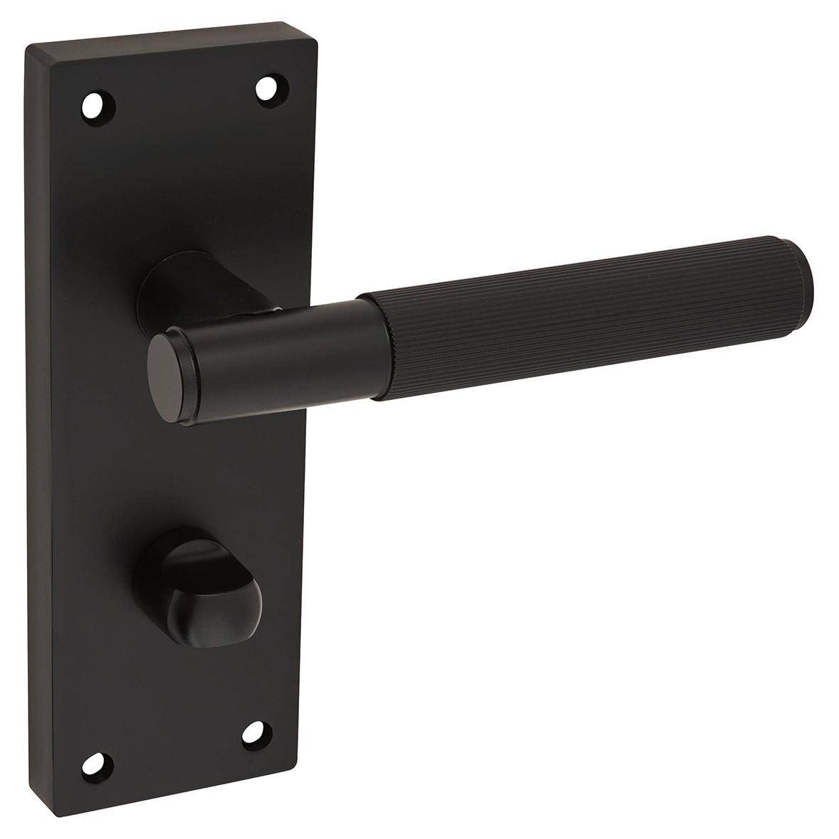 Matt Black Lines Bathroom Door Handles - Nova Range - 155 x 55mm - view 5