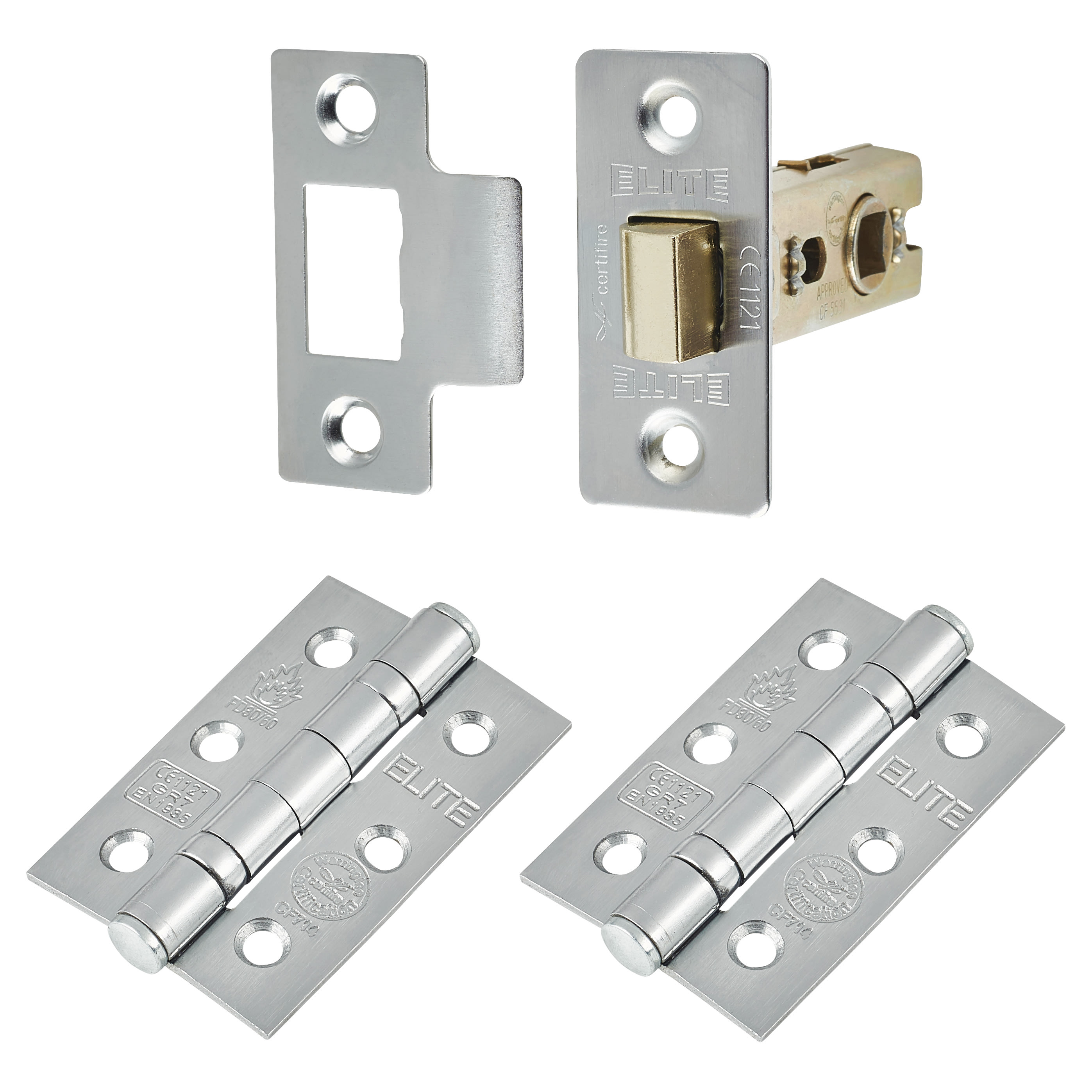 Satin Chrome Latch Door Handles Pack - Rome Range - view 4
