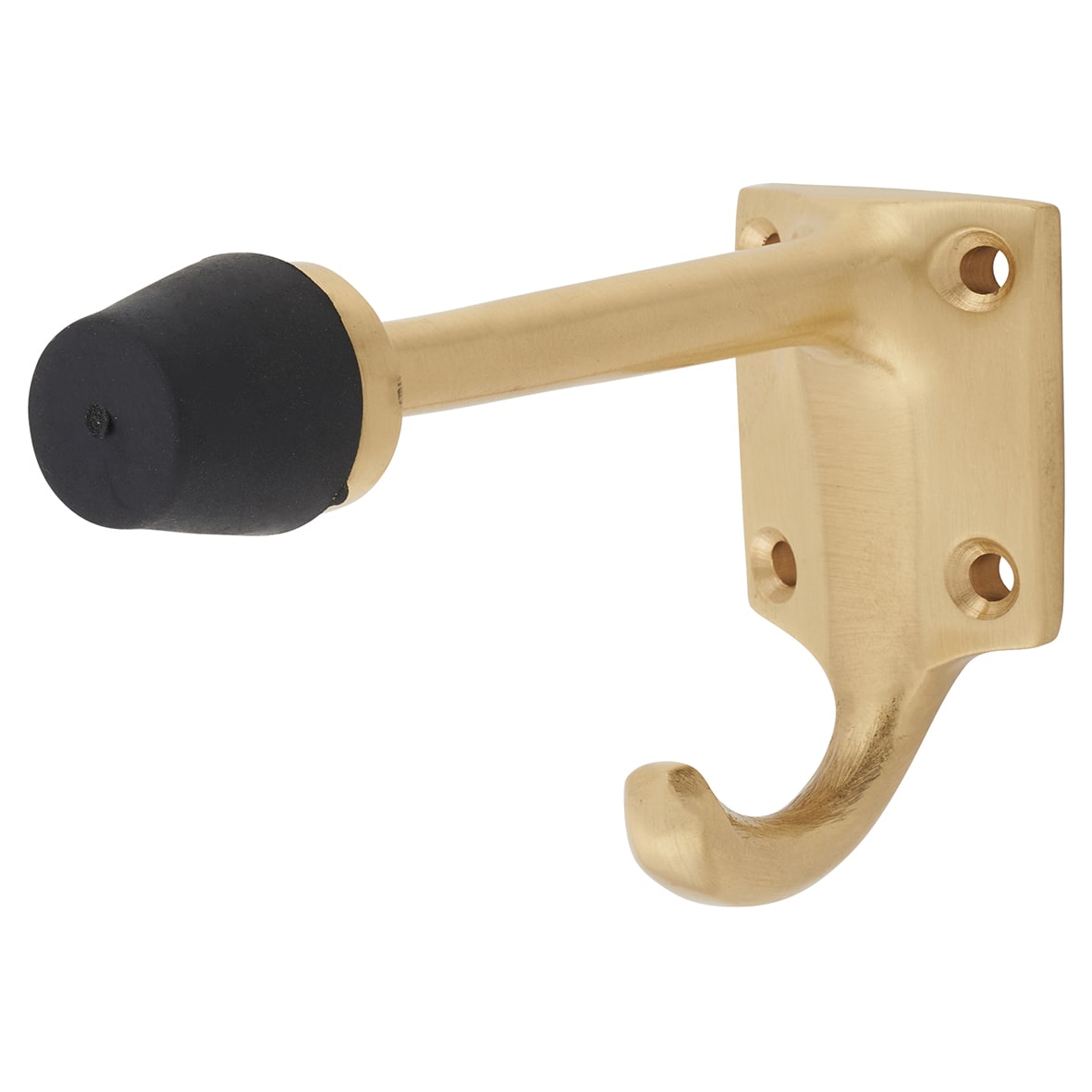 Cubical Single Hat & Coat Hook with Buffer - 85 x 55mm - Satin Brass - view 2
