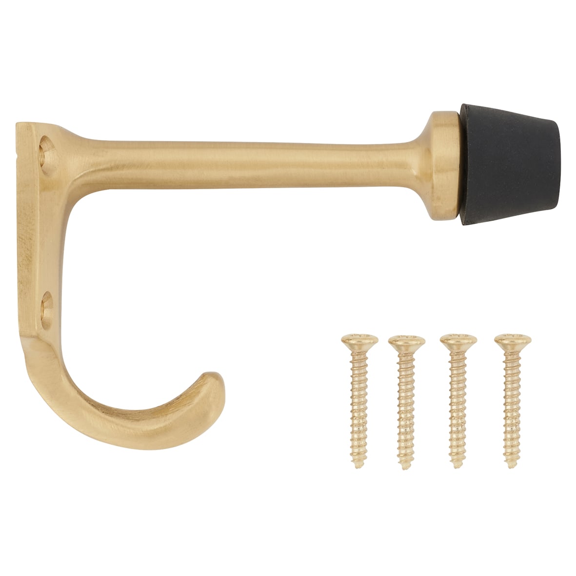 Cubical Single Hat & Coat Hook with Buffer - 85 x 55mm - Satin Brass - view 4
