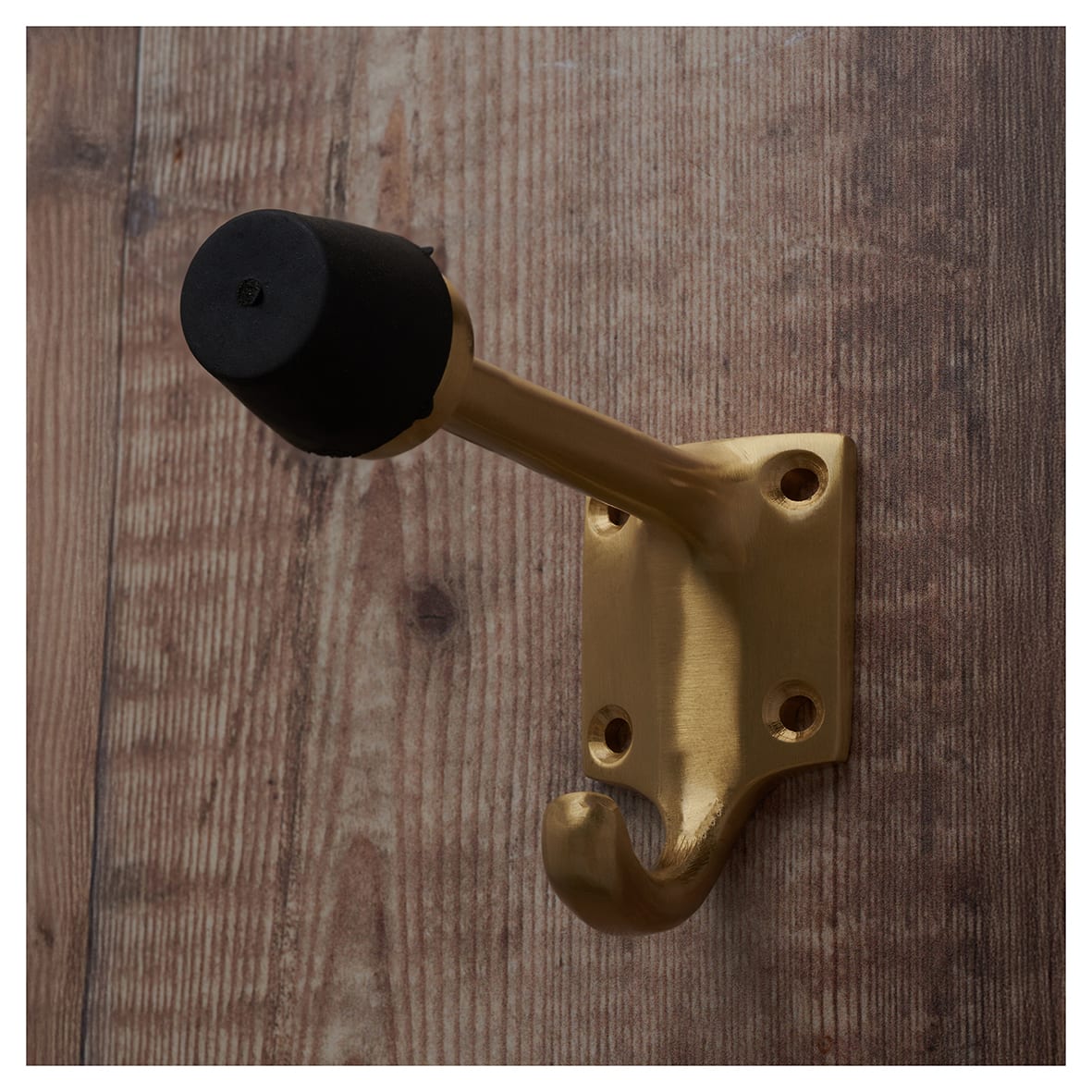 Cubical Single Hat & Coat Hook with Buffer - 85 x 55mm - Satin Brass - view 5