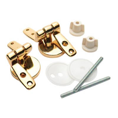 Toilet Seat Hinge Kit - 57 x 32mm - Polished Brass - view 2