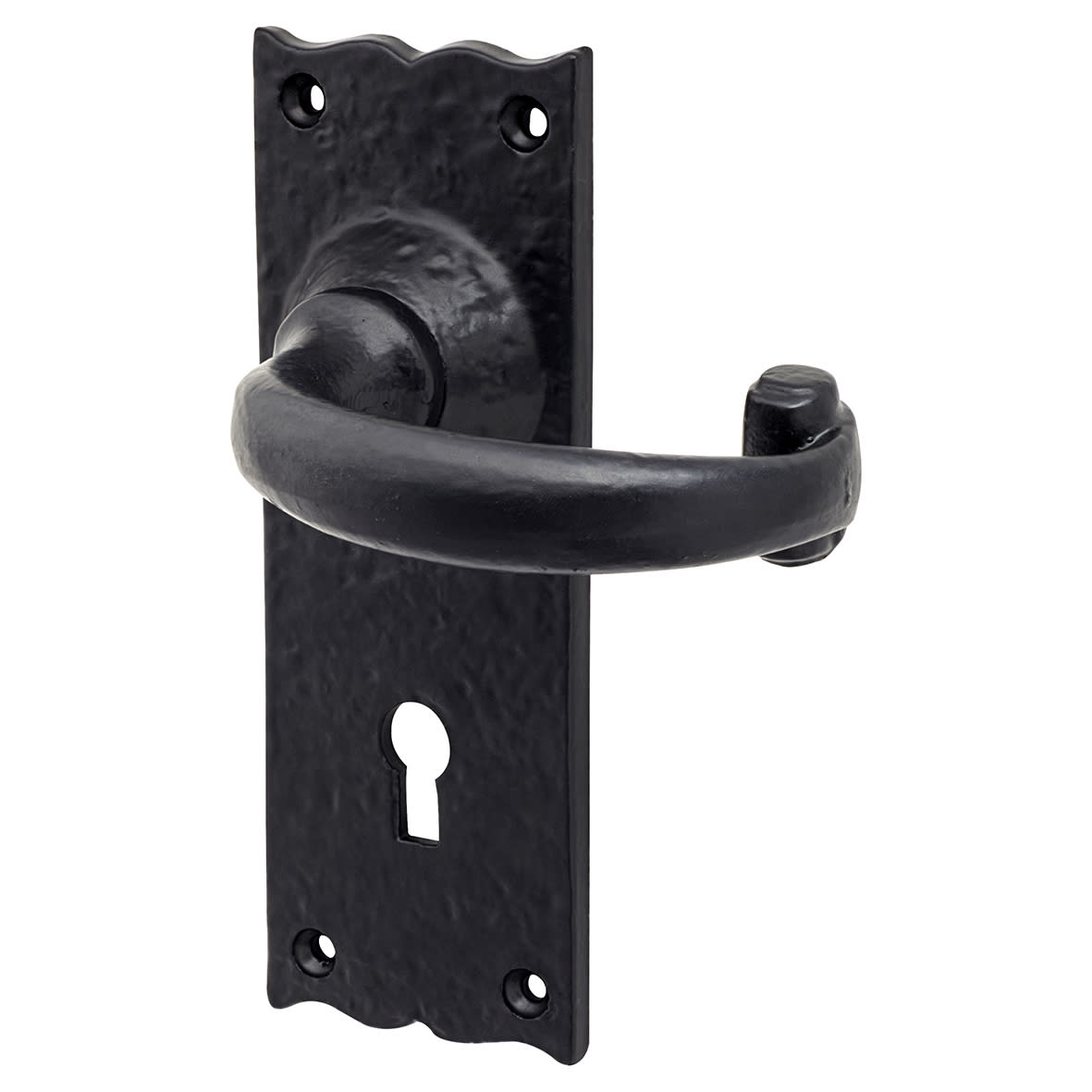 Antique Black Windsor Tudor Keyhole Lock Door Handles - 152 x 55mm - view 3