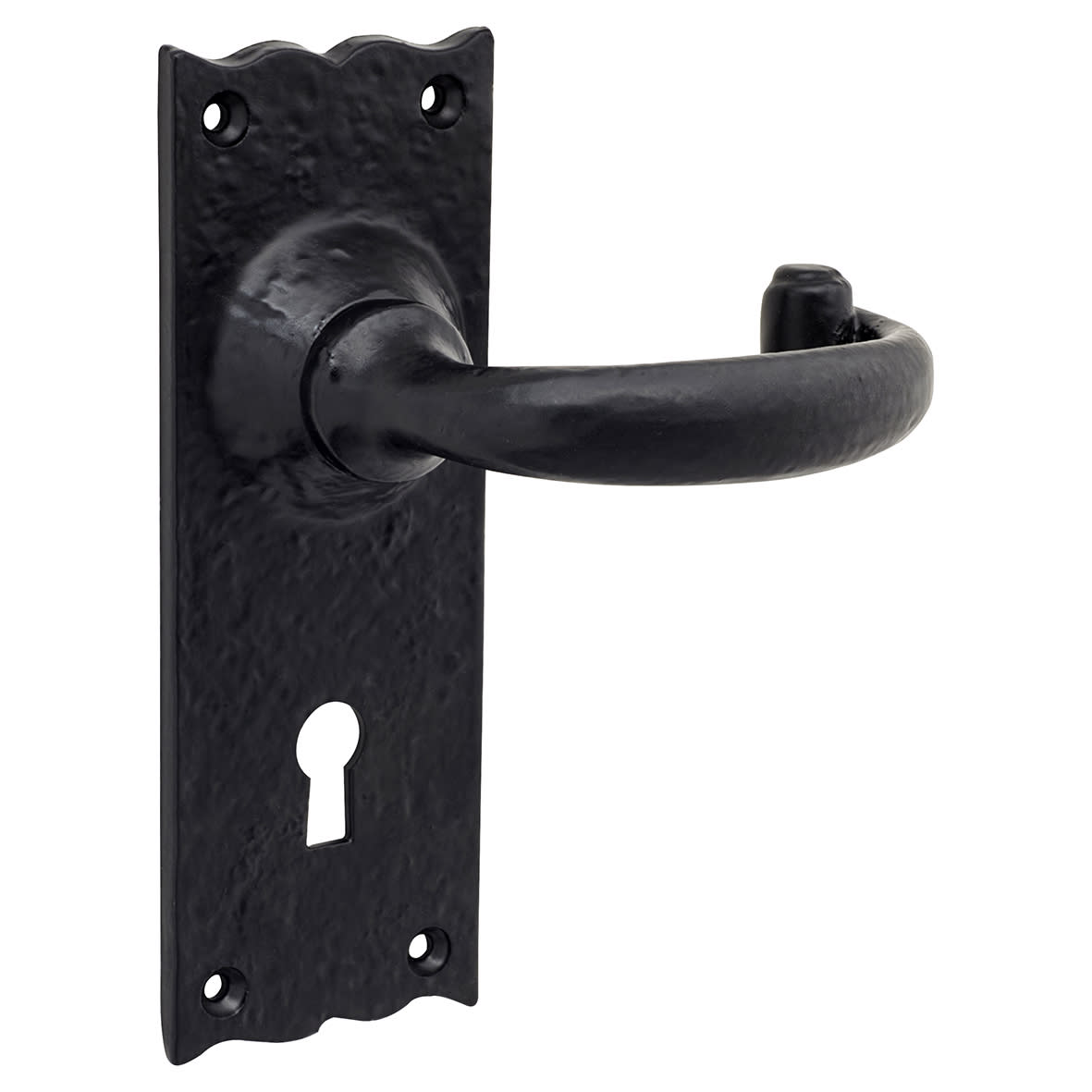 Antique Black Windsor Tudor Keyhole Lock Door Handles - 152 x 55mm - view 4