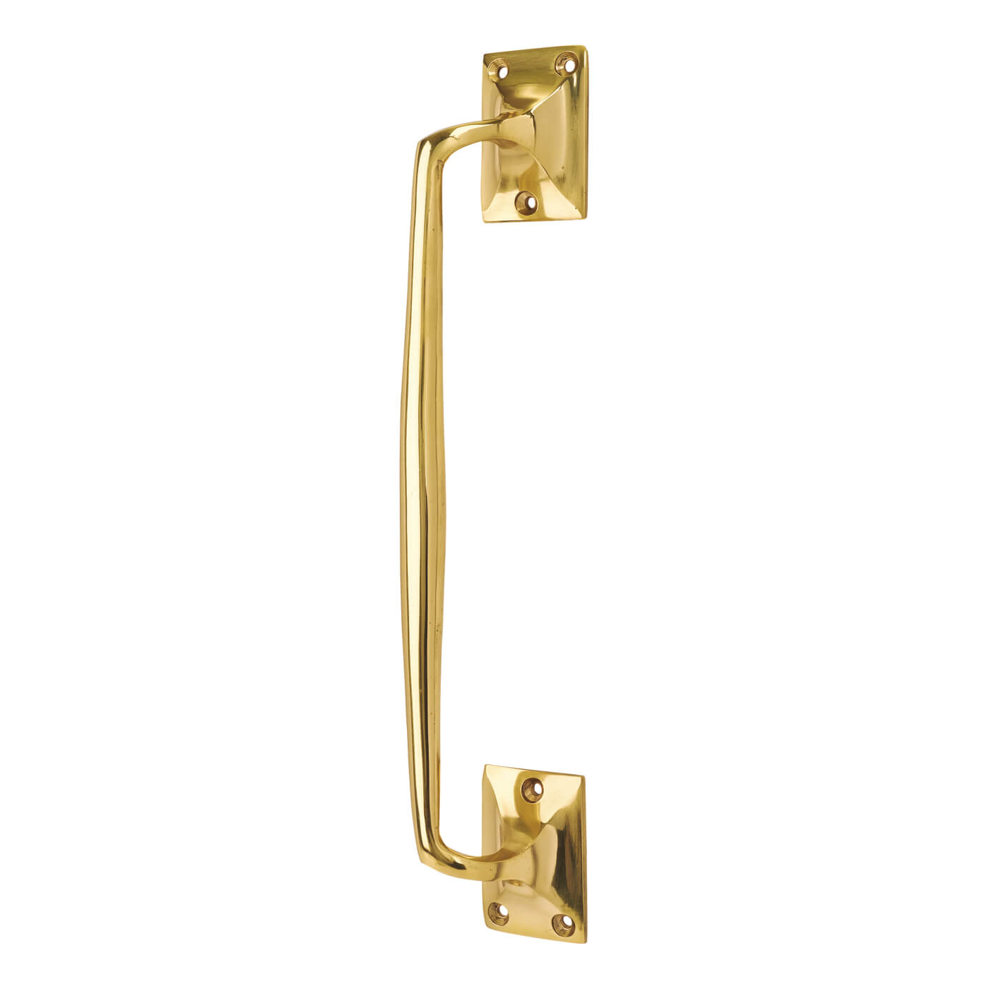 Traditional Polished Brass Heavy Cast Offset Door Pull Handle - Screw Fix - 250mm Centres - view 2