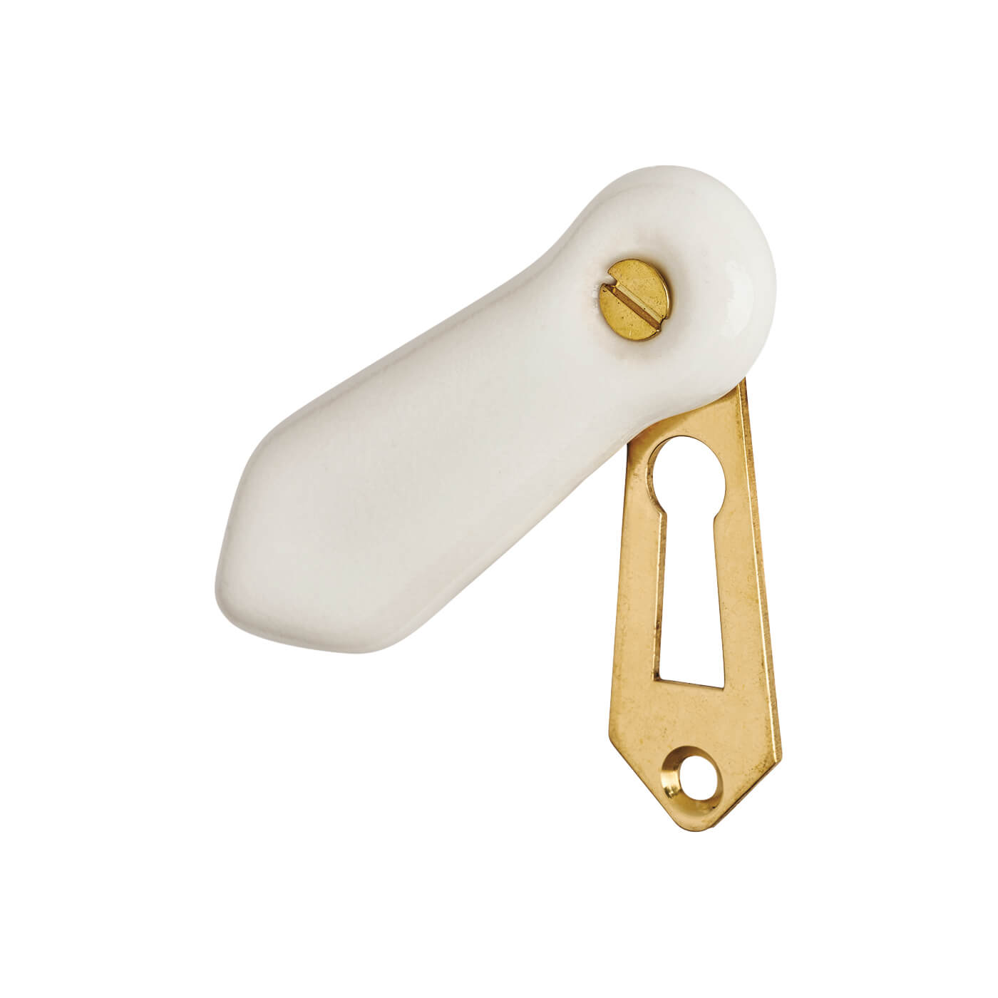 English Porcelain Escutcheon - 65 x 24mm - Keyhole - White - view 2