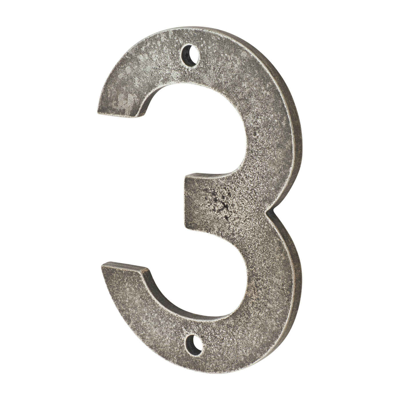 76mm Screw Fix Door Numeral - 3 - Pewter - view 2