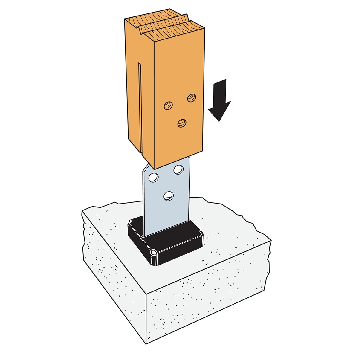 CPT88Z Concealed Post Base for 184-203mm Posts - view 4