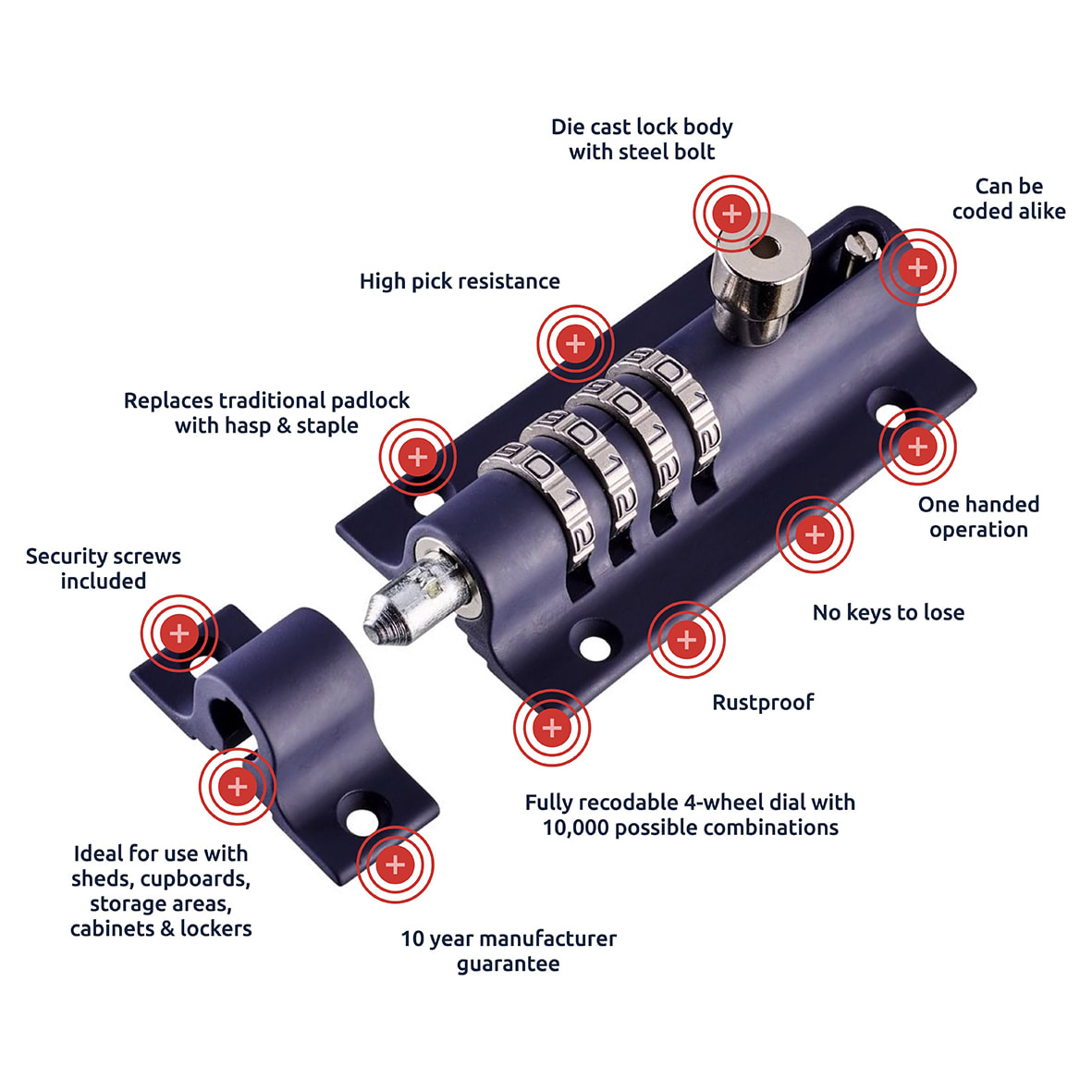 Combination Bolt - 125mm Length - Blue - view 6