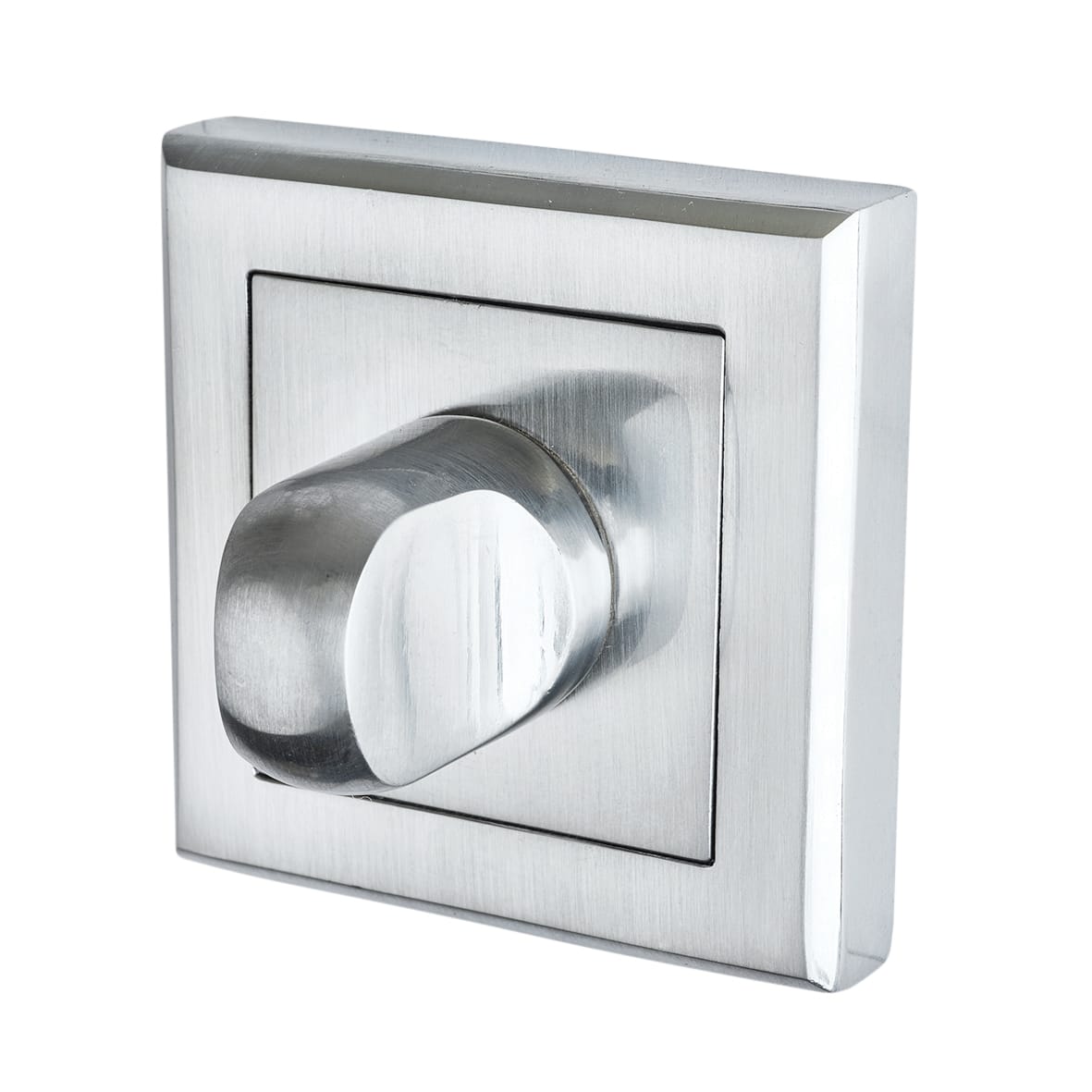 Satin Chrome Bathroom Lock Door Handles on Square Rose Pack - Spirit Range - view 5