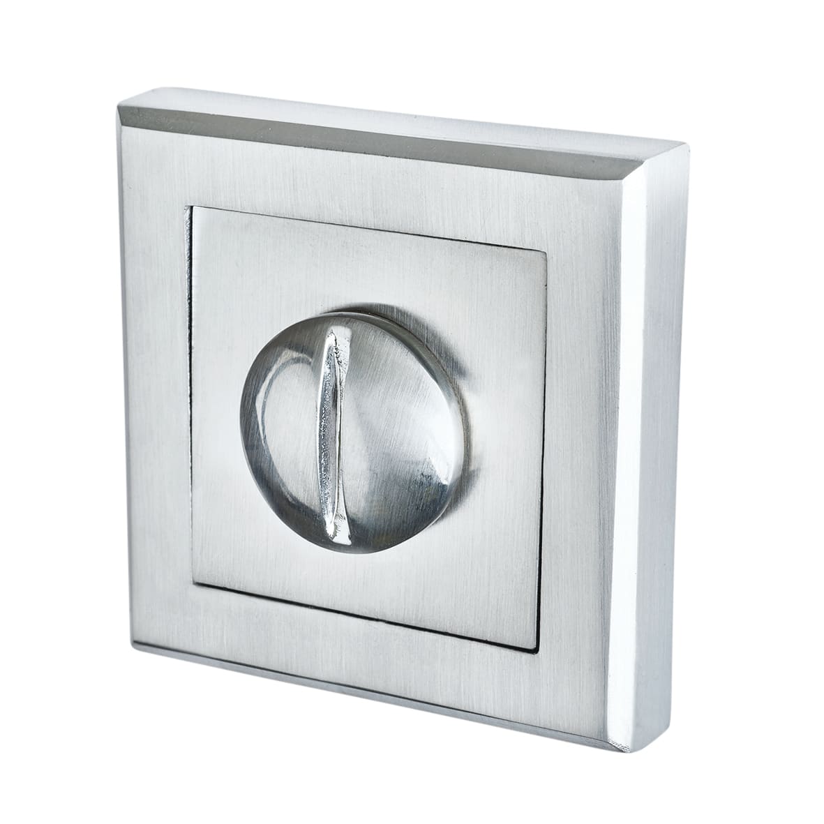 Satin Chrome Bathroom Lock Door Handles on Square Rose Pack - Spirit Range - view 6