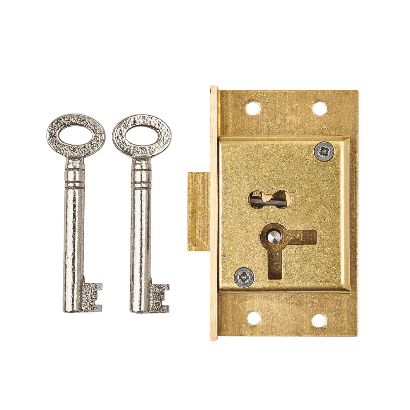 Cut Cupboard Lock - 63 x 38mm - Left Hand - Polished Brass - view 2