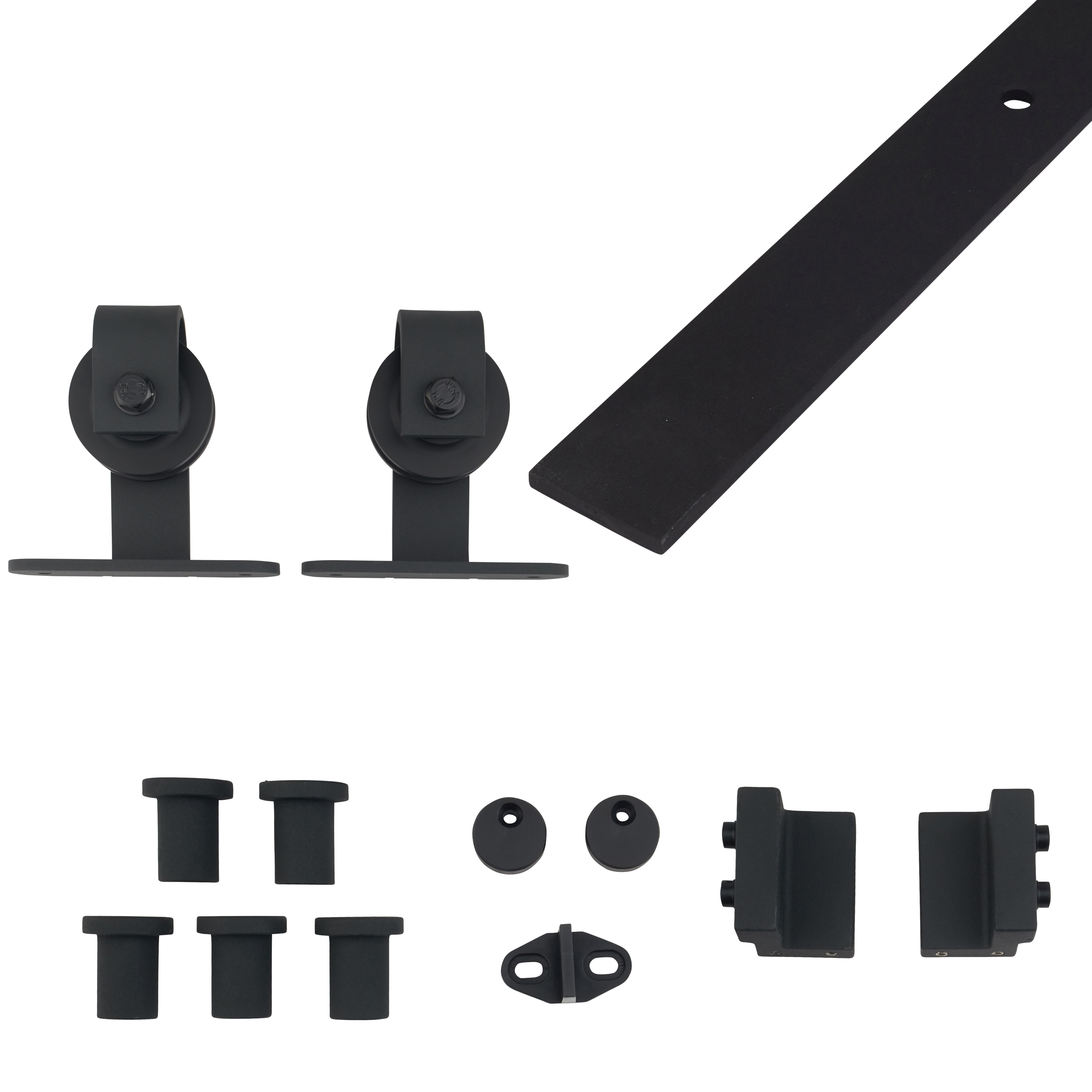 Barn Strap Sliding Door Gear Kit - Top Mounted - 2000mm Track - 120kg Max Door Weight - Black - view 4