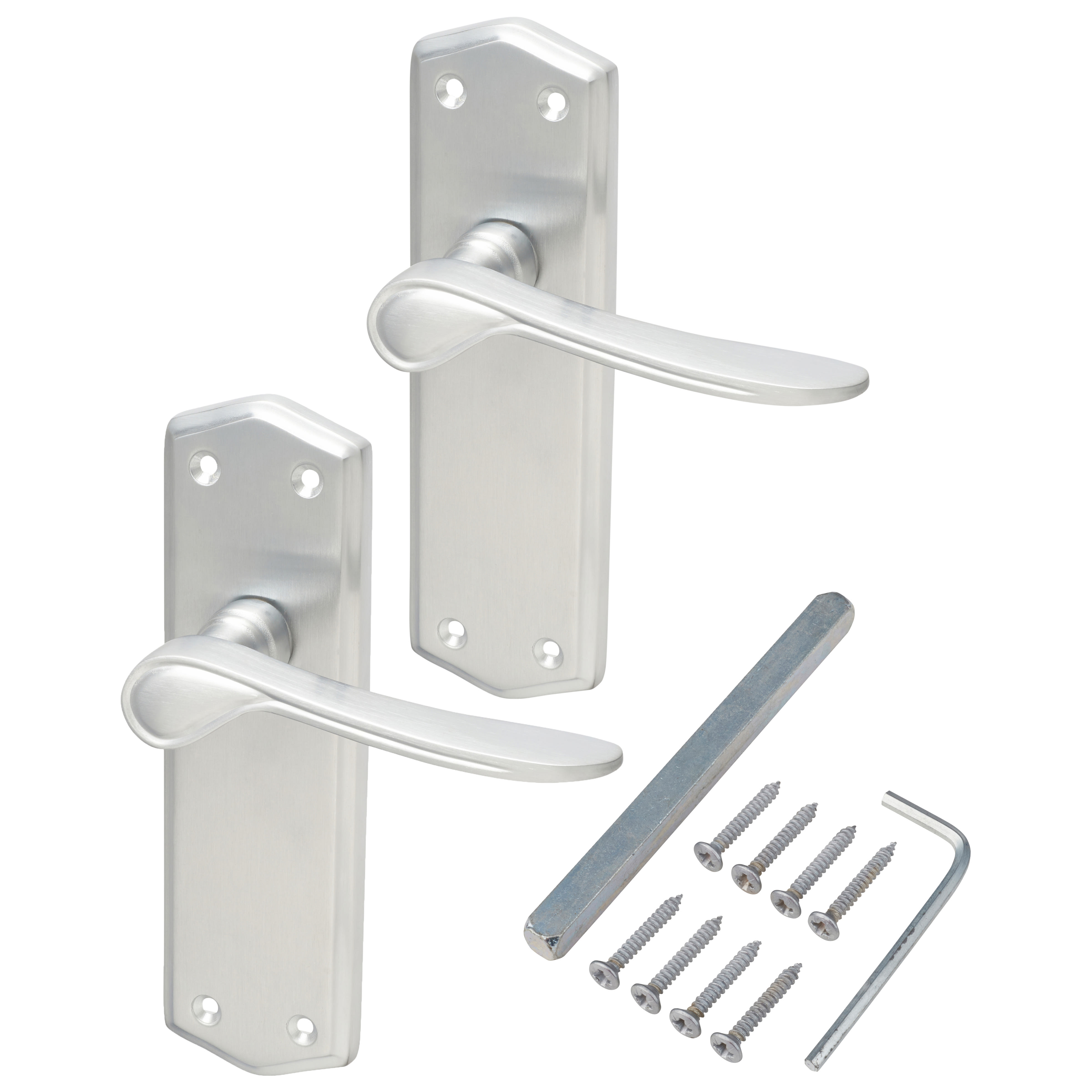 Satin Chrome Latch Door Handles - Rome Range - 170 x 50mm - view 3